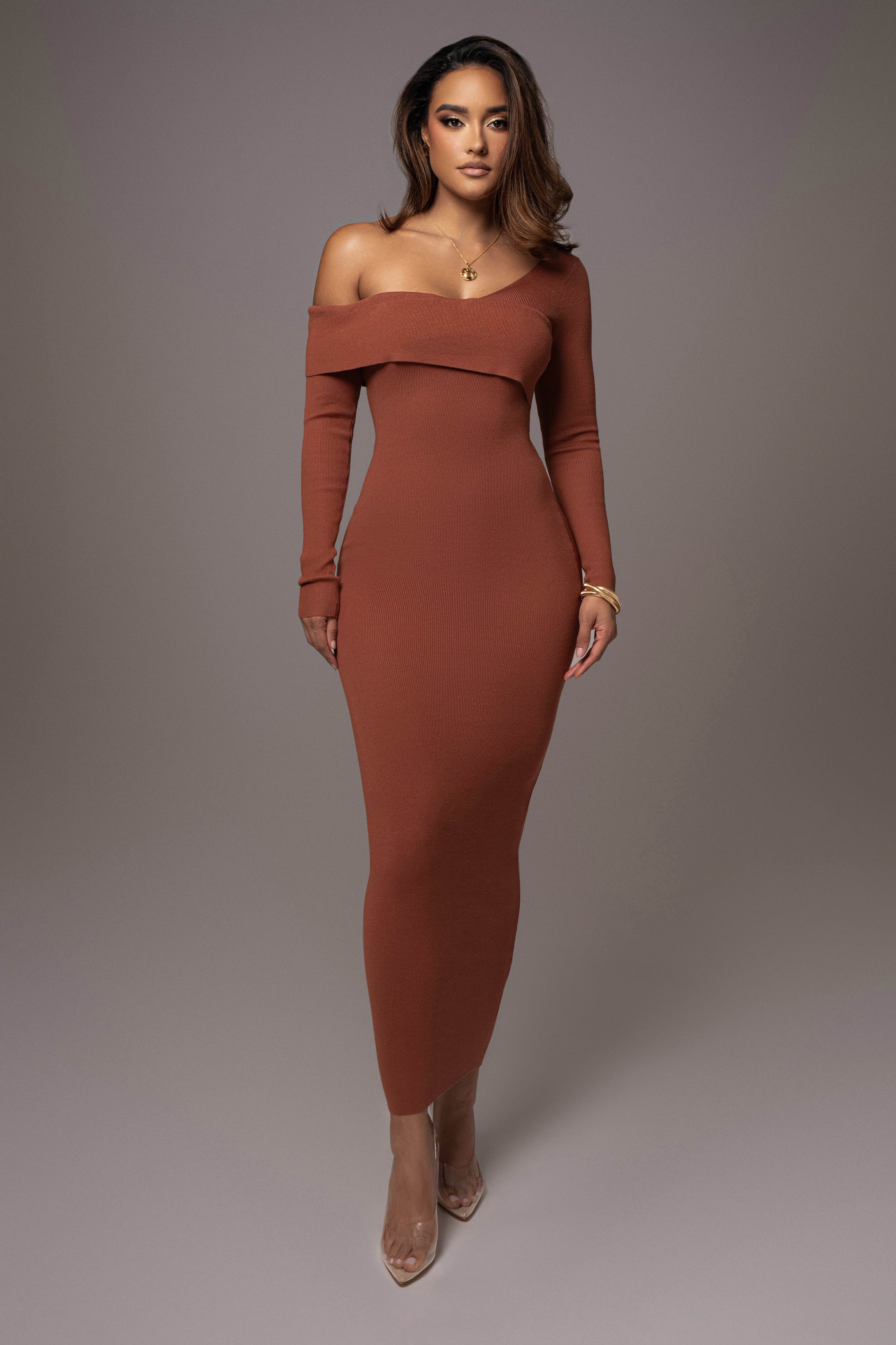 Rust Harper Knit Maxi Dress - JLUXLABEL