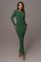Green Night Shimmers Asymmetrical Midi Dress - JLUXLABEL