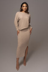 Beige Nellie Sweater Skirt Set - JLUXLABEL