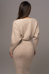 Beige Nellie Sweater Skirt Set - JLUXLABEL