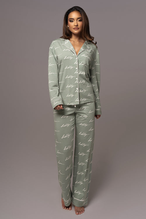 Sage HOME FOR THE HOLIDAYS ADULT PAJAMA SET - JLUXLABEL