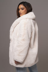 Ivory Refined Faux Fur Oversized Coat - JLUXLABEL