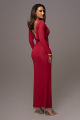 Red Kathleen Slit Maxi Dress - JLUXLABEL