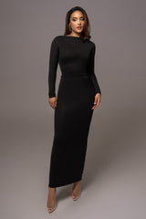 Black Kathleen Slit Maxi Dress - JLUXLABEL