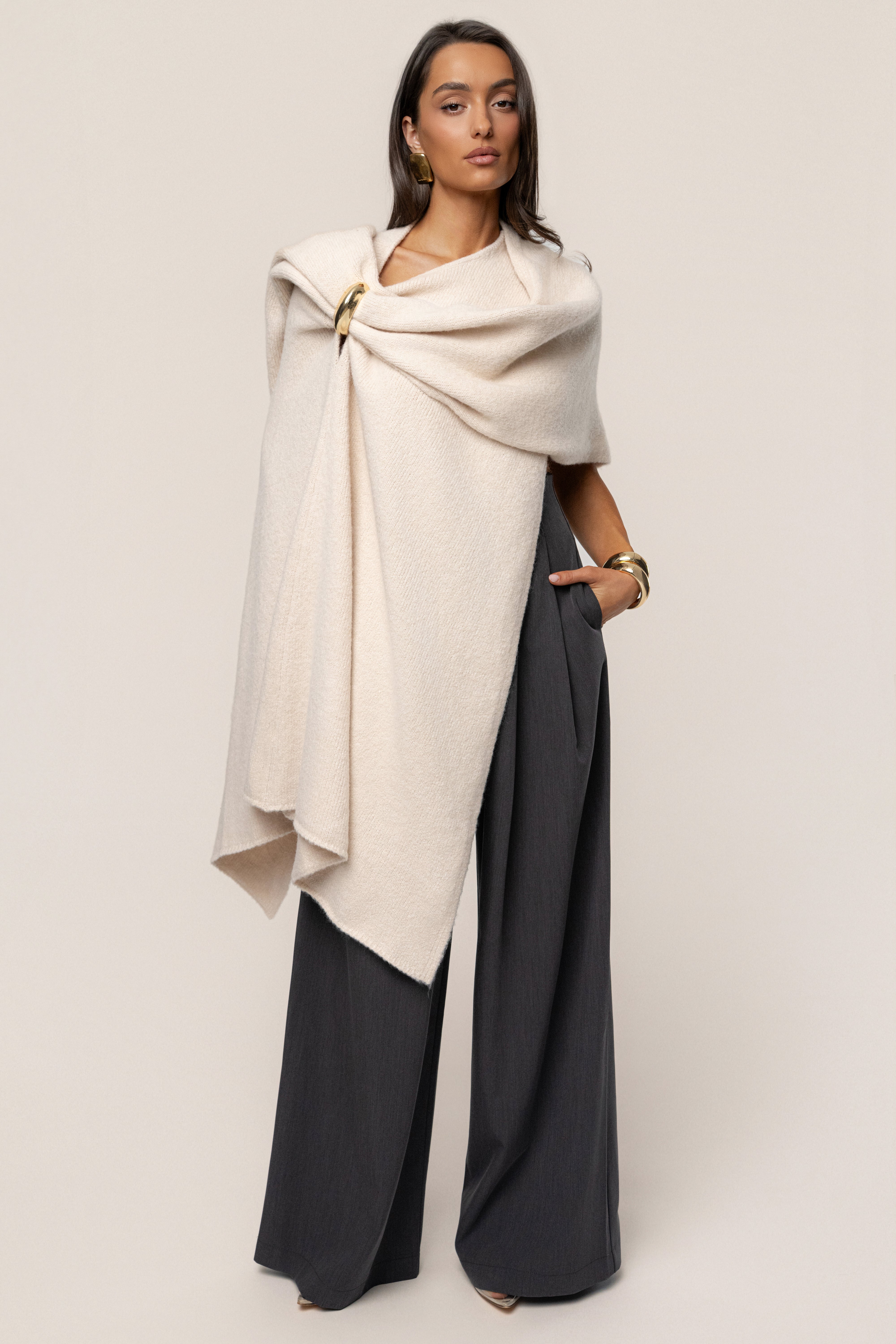 Ivory Radiance Knit Shawl