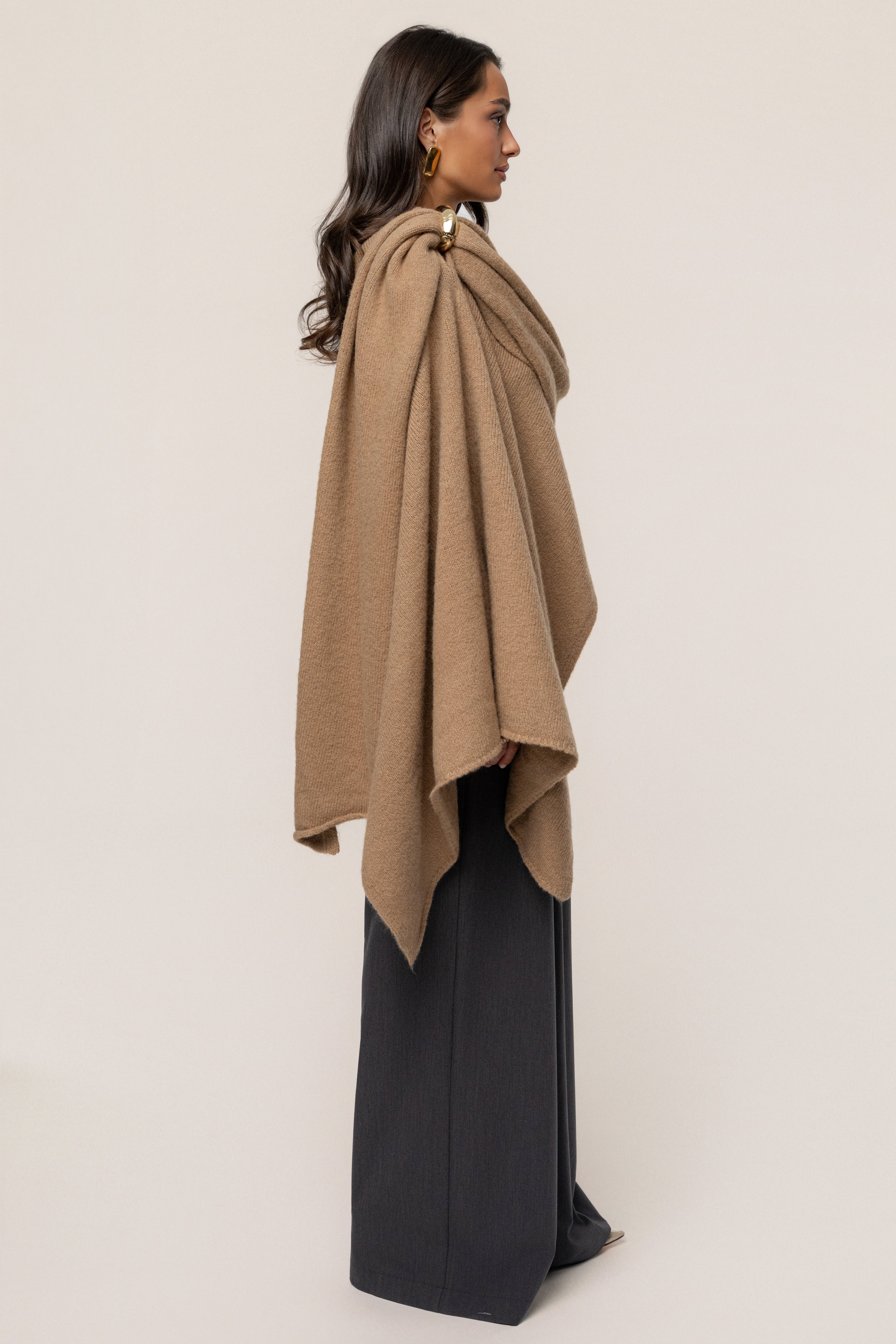 Taupe Radiance Knit Shawl