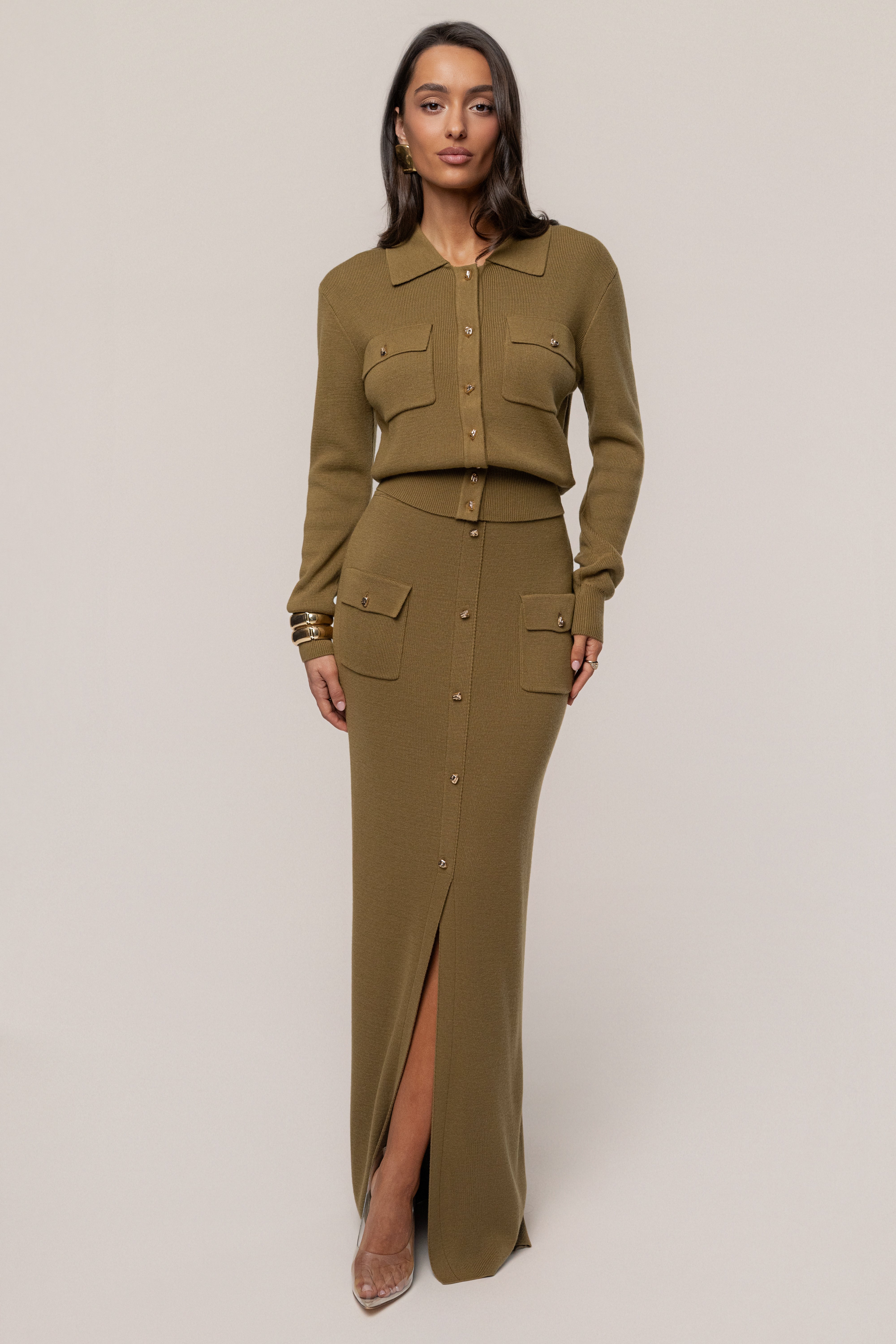 Olive Fall Bliss Maxi Skirt - JLUXLABEL