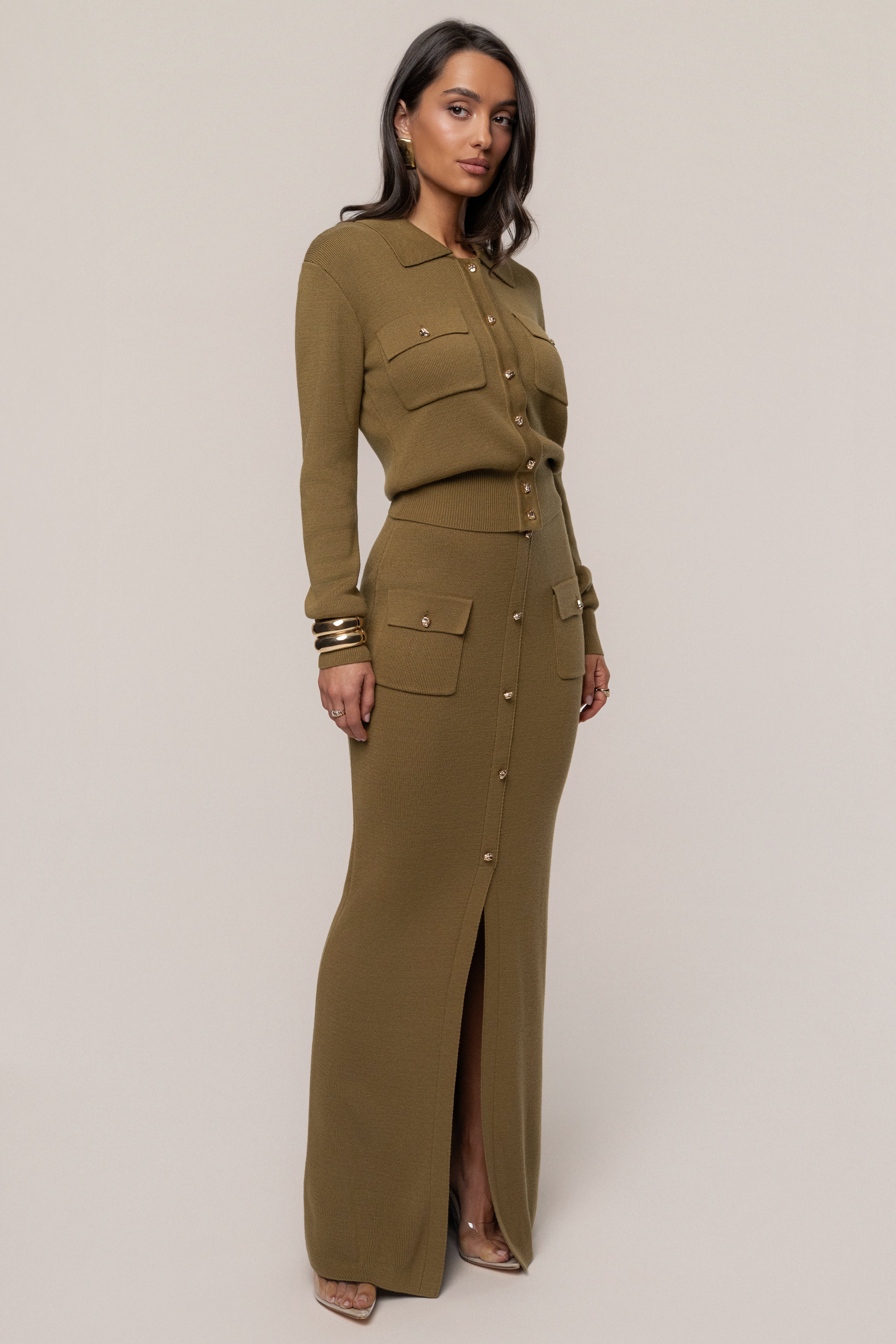 Olive Fall Bliss Maxi Skirt - JLUXLABEL