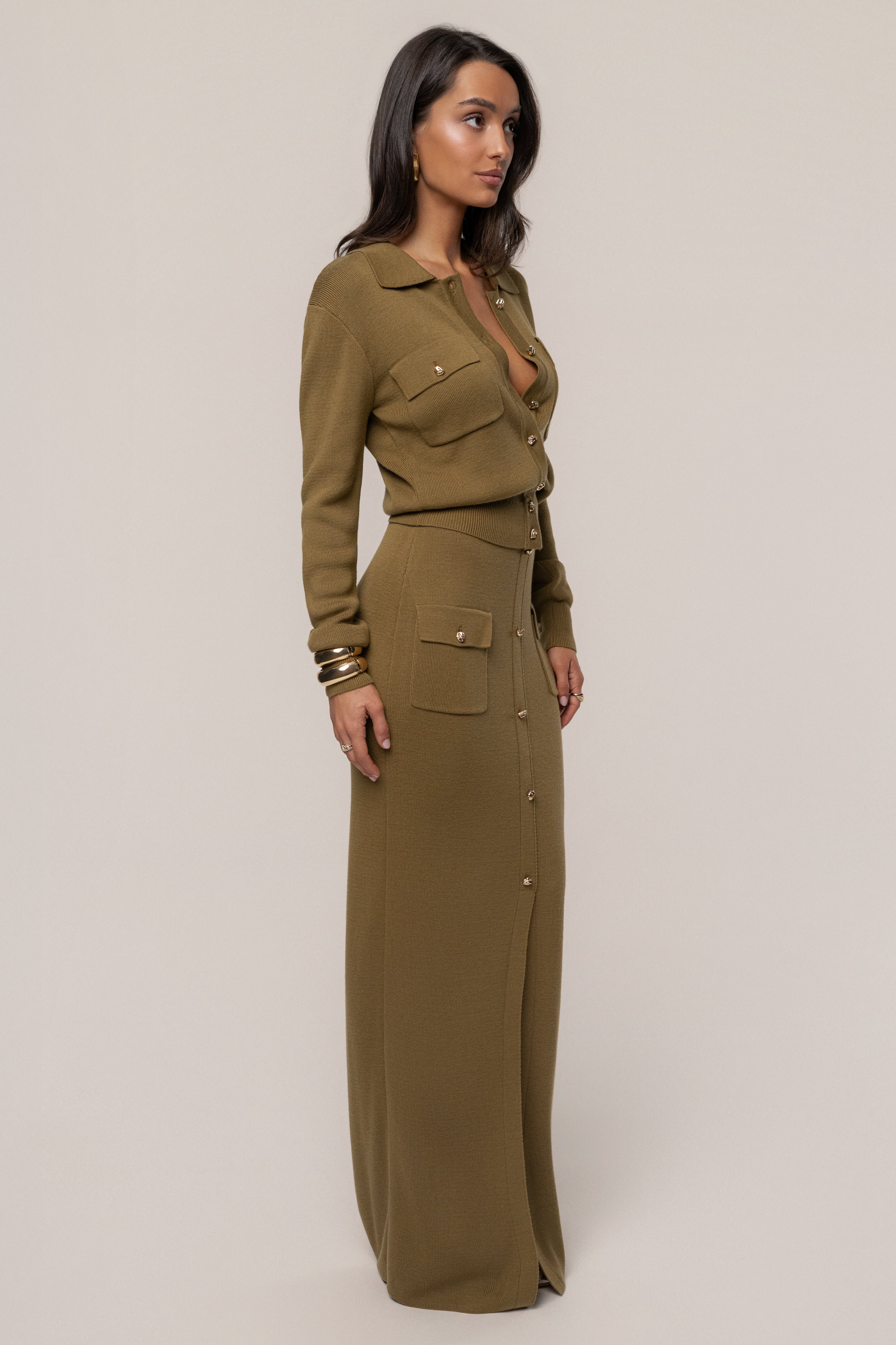Olive Fall Bliss Maxi Skirt - JLUXLABEL
