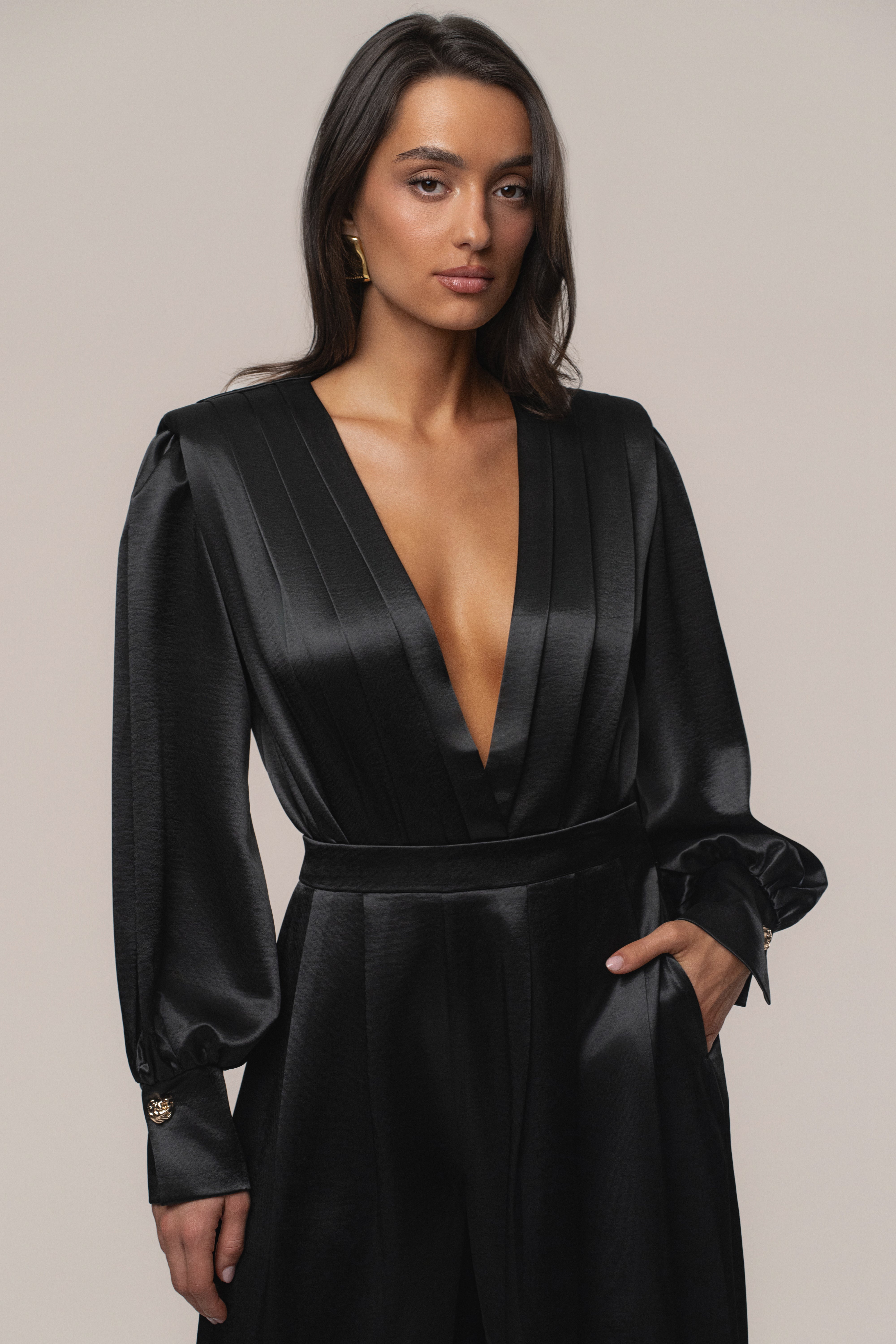 Black Satin Radiance Bodysuit - JLUXLABEL