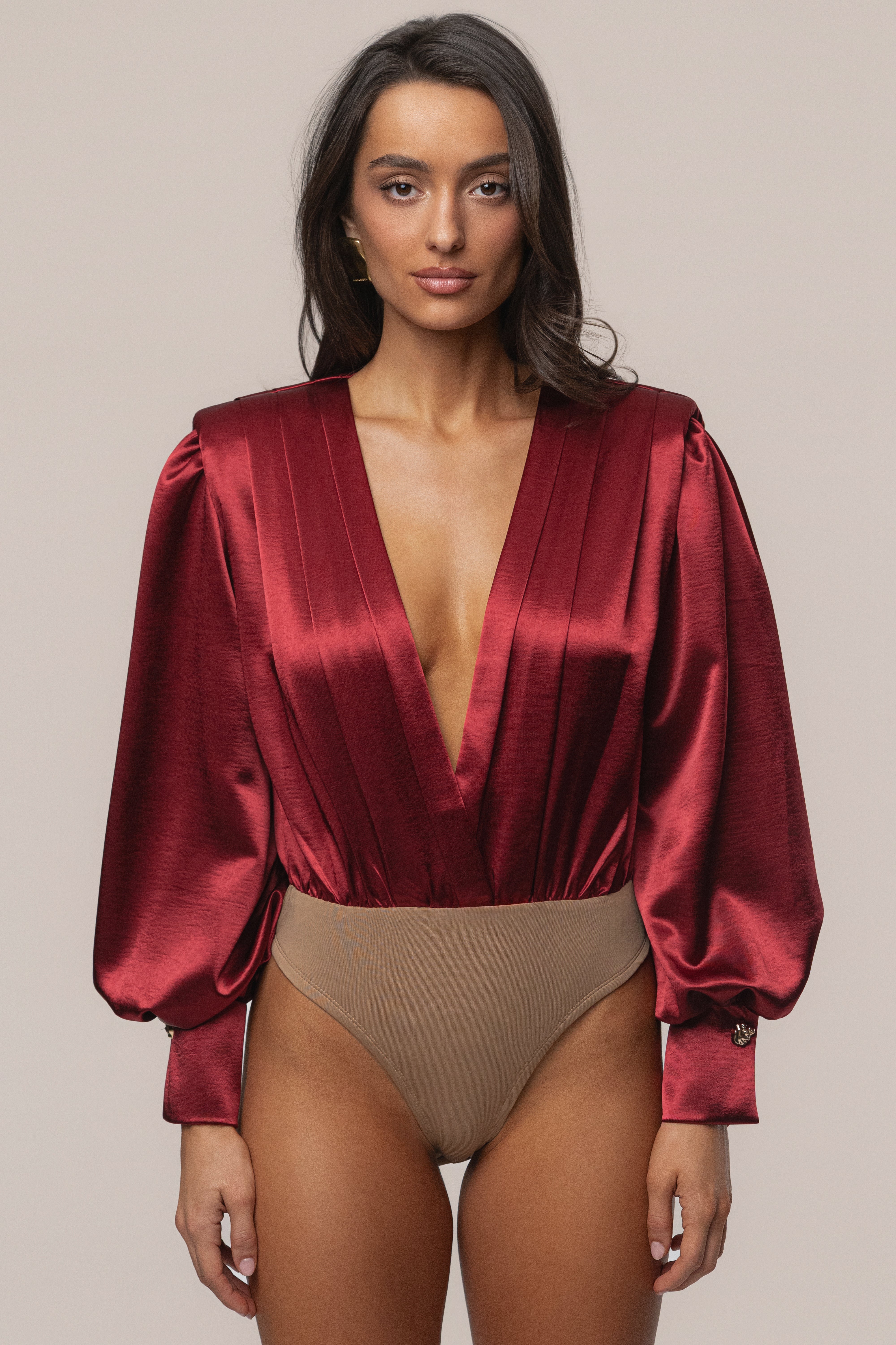Burgundy Satin Radiance Bodysuit