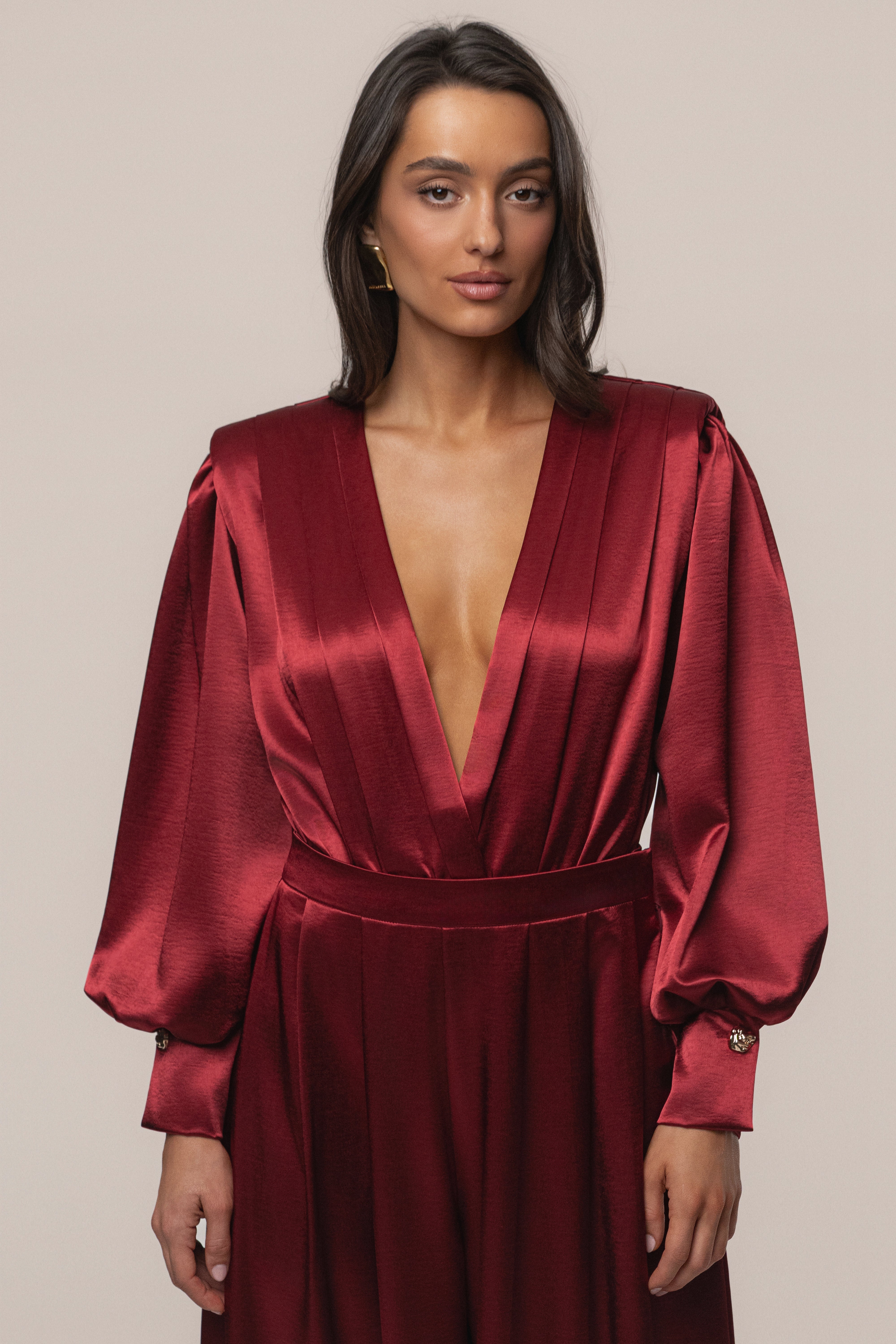 Burgundy Satin Radiance Bodysuit - JLUXLABEL
