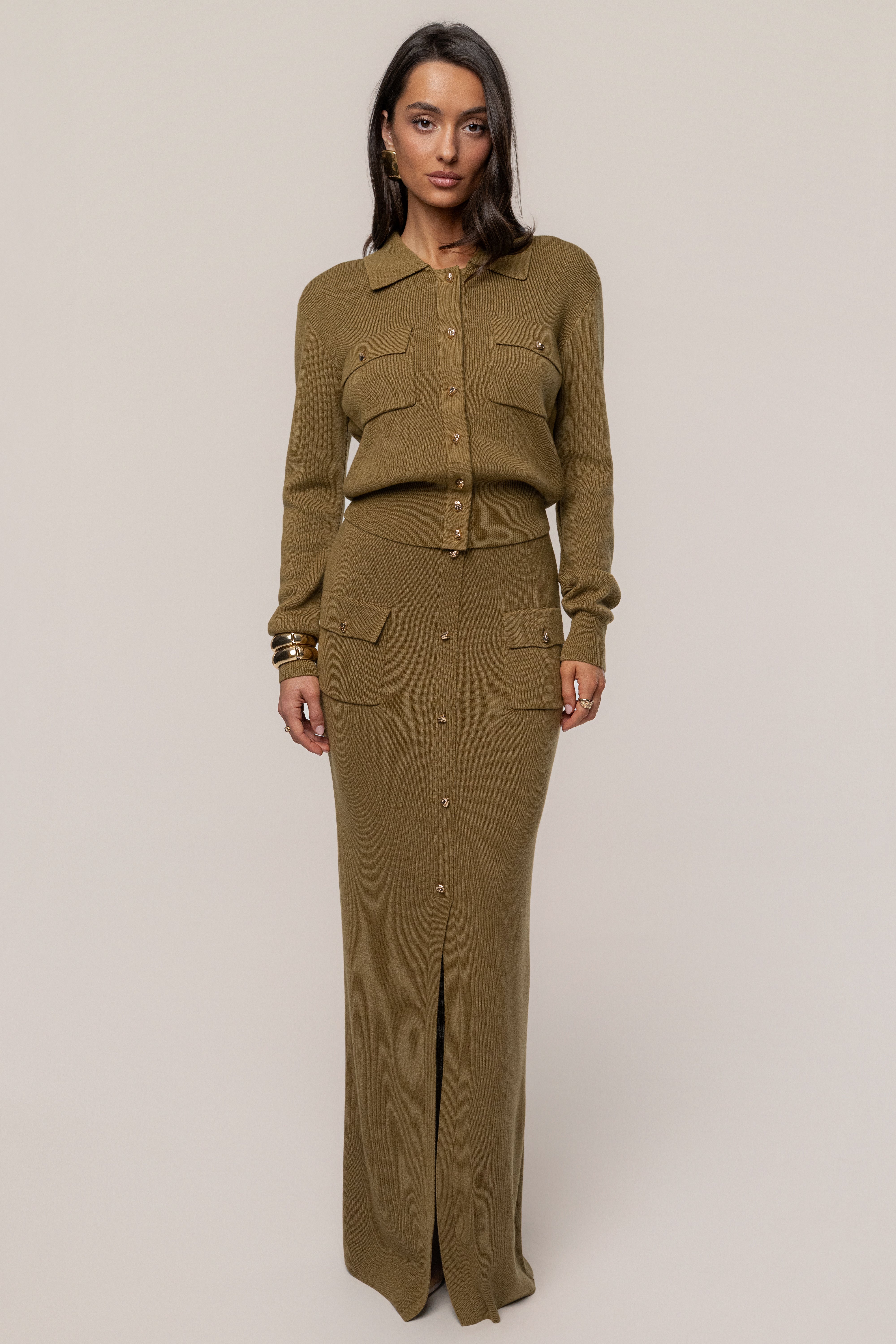 Olive Fall Bliss Maxi Skirt - JLUXLABEL