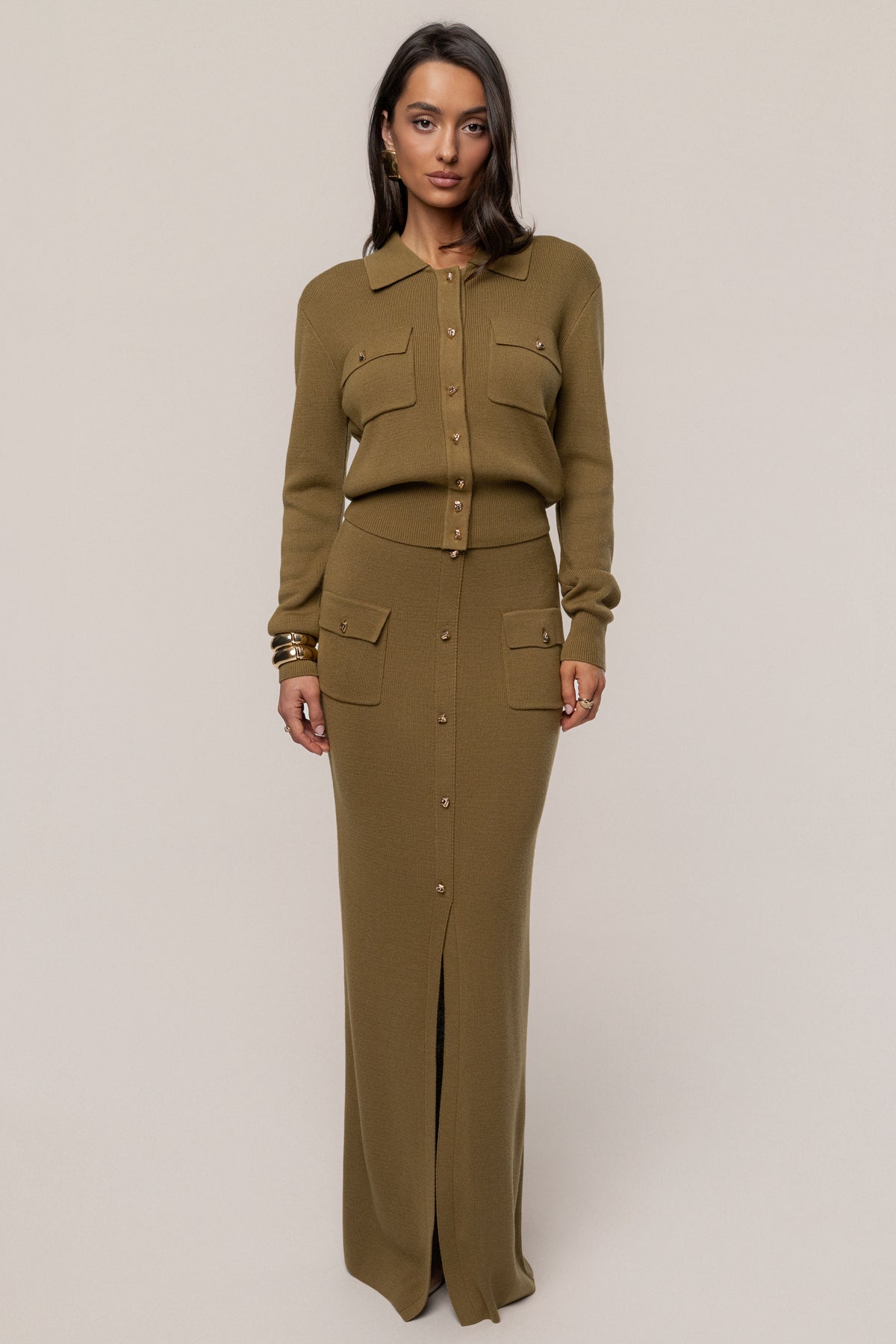 Olive Fall Bliss Maxi Skirt - JLUXLABEL