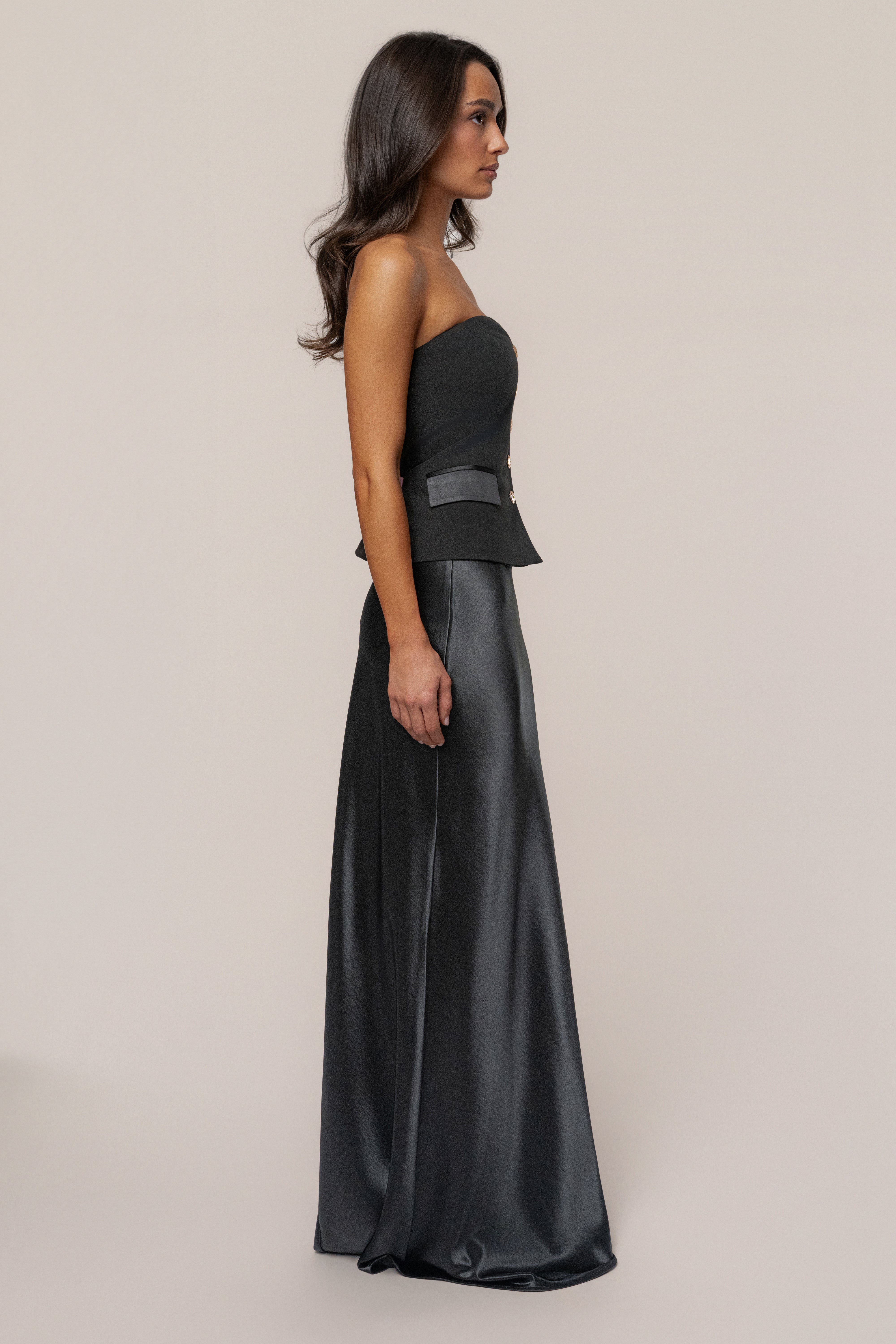 Black Tradition Satin Maxi Skirt - JLUXLABEL