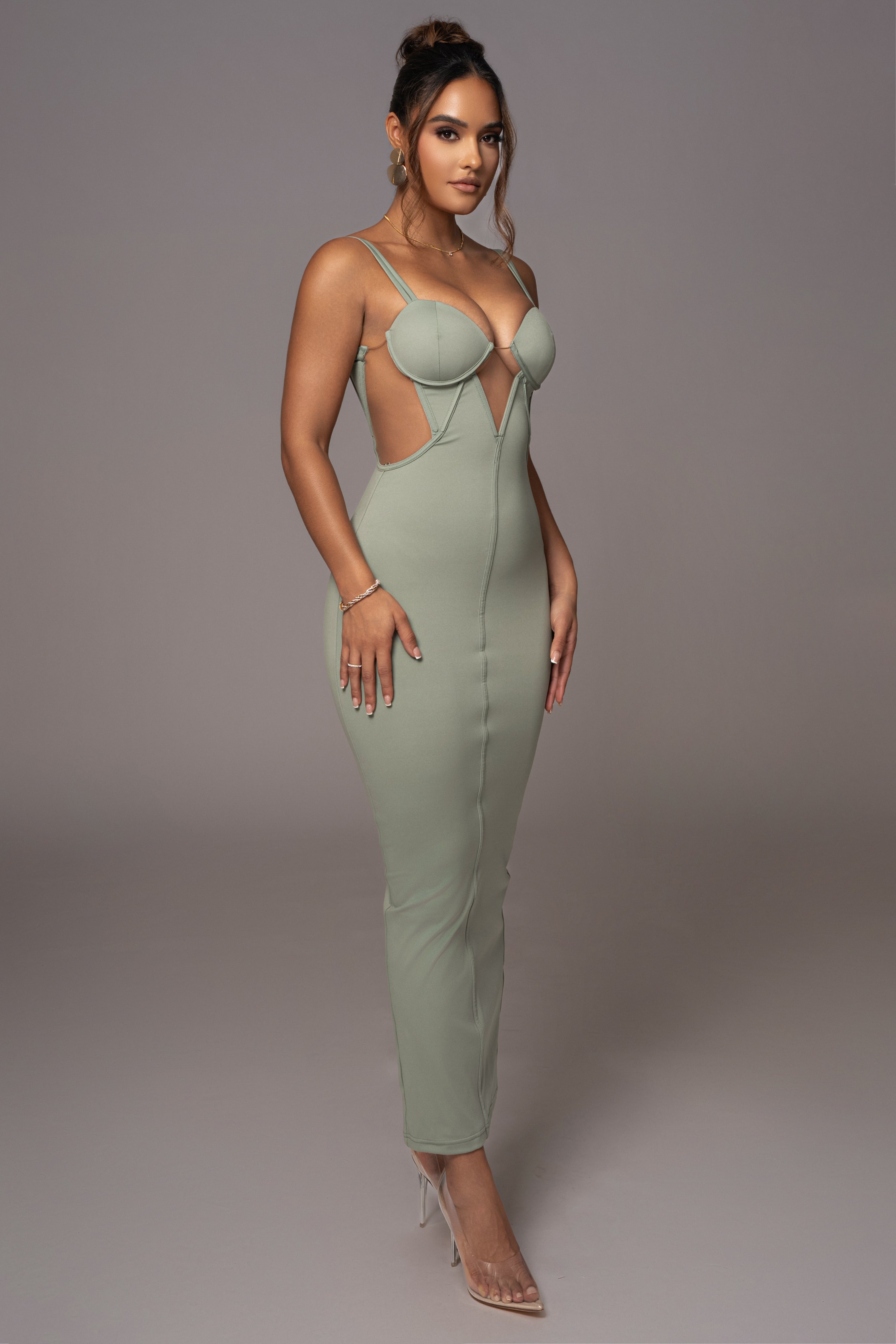 Olive Enchantment Bustier Maxi Dress - JLUXLABEL