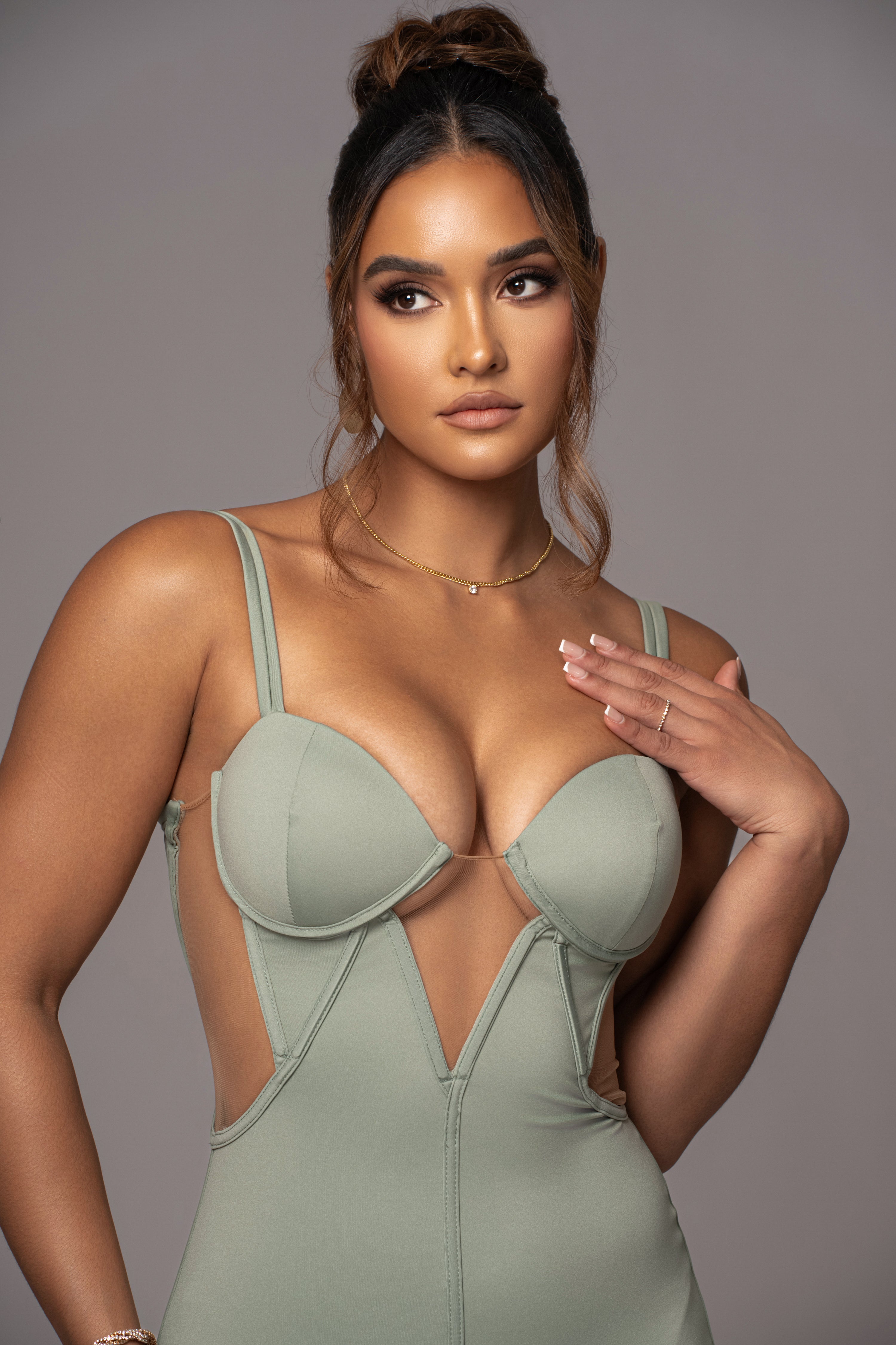 Olive Enchantment Bustier Maxi Dress - JLUXLABEL