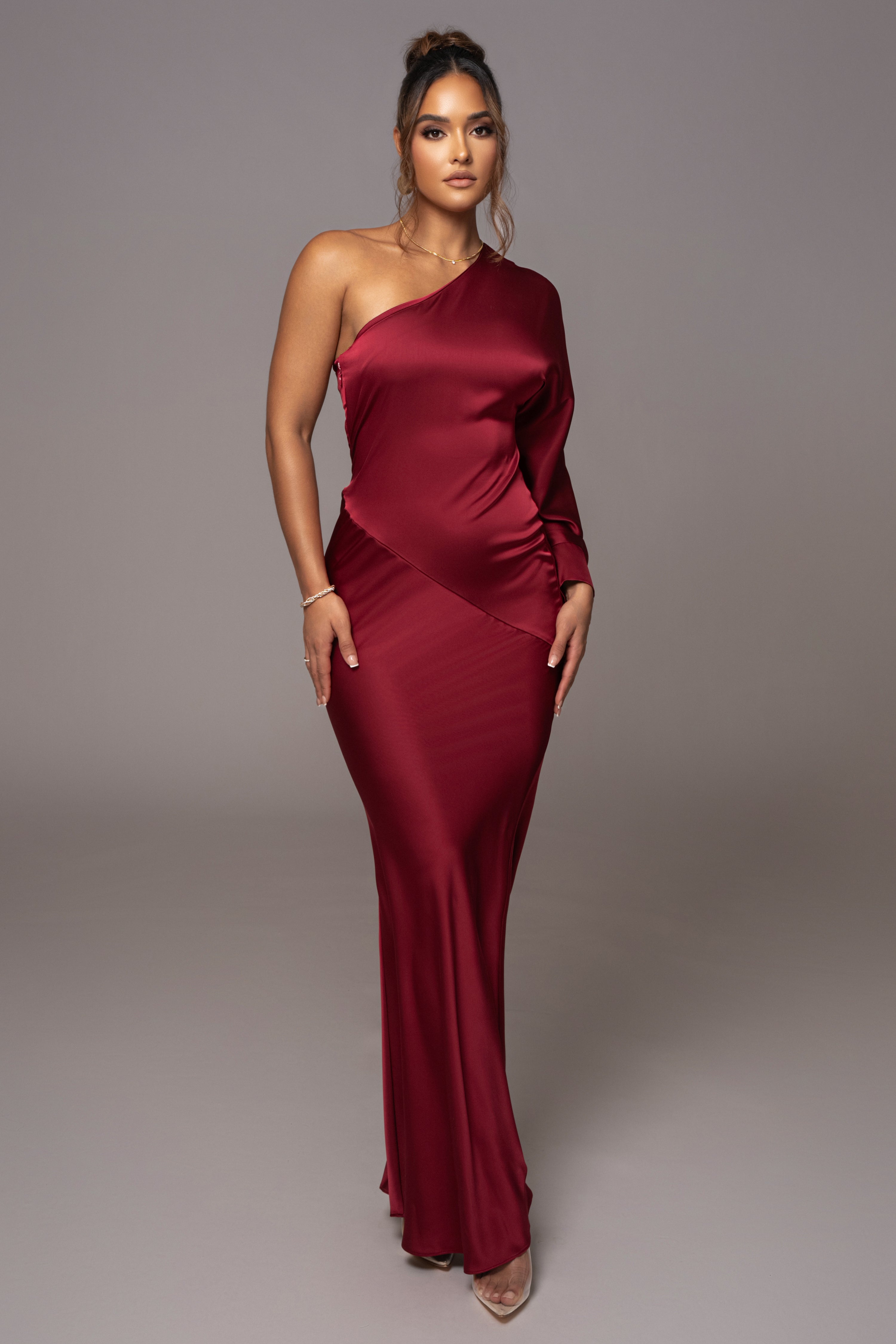 Red Femme Drape Maxi Dress - JLUXLABEL