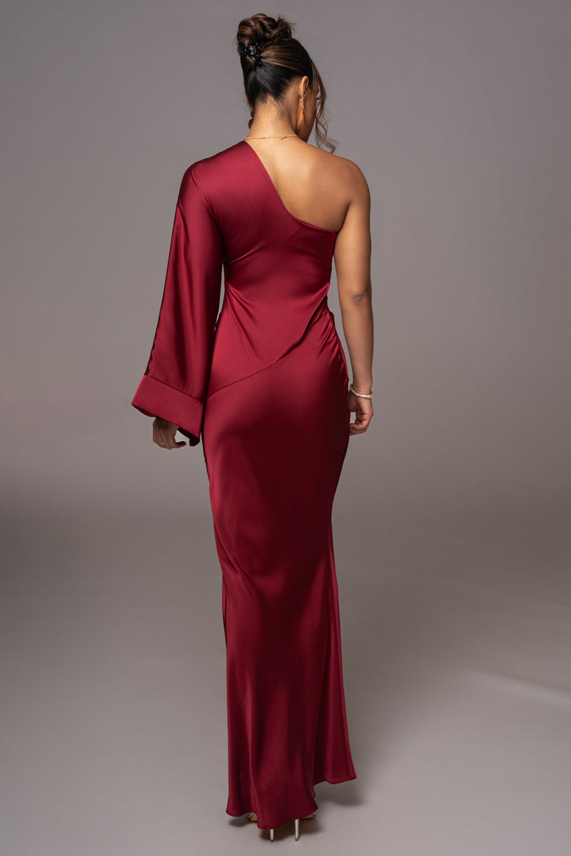 Red Femme Drape Maxi Dress - JLUXLABEL
