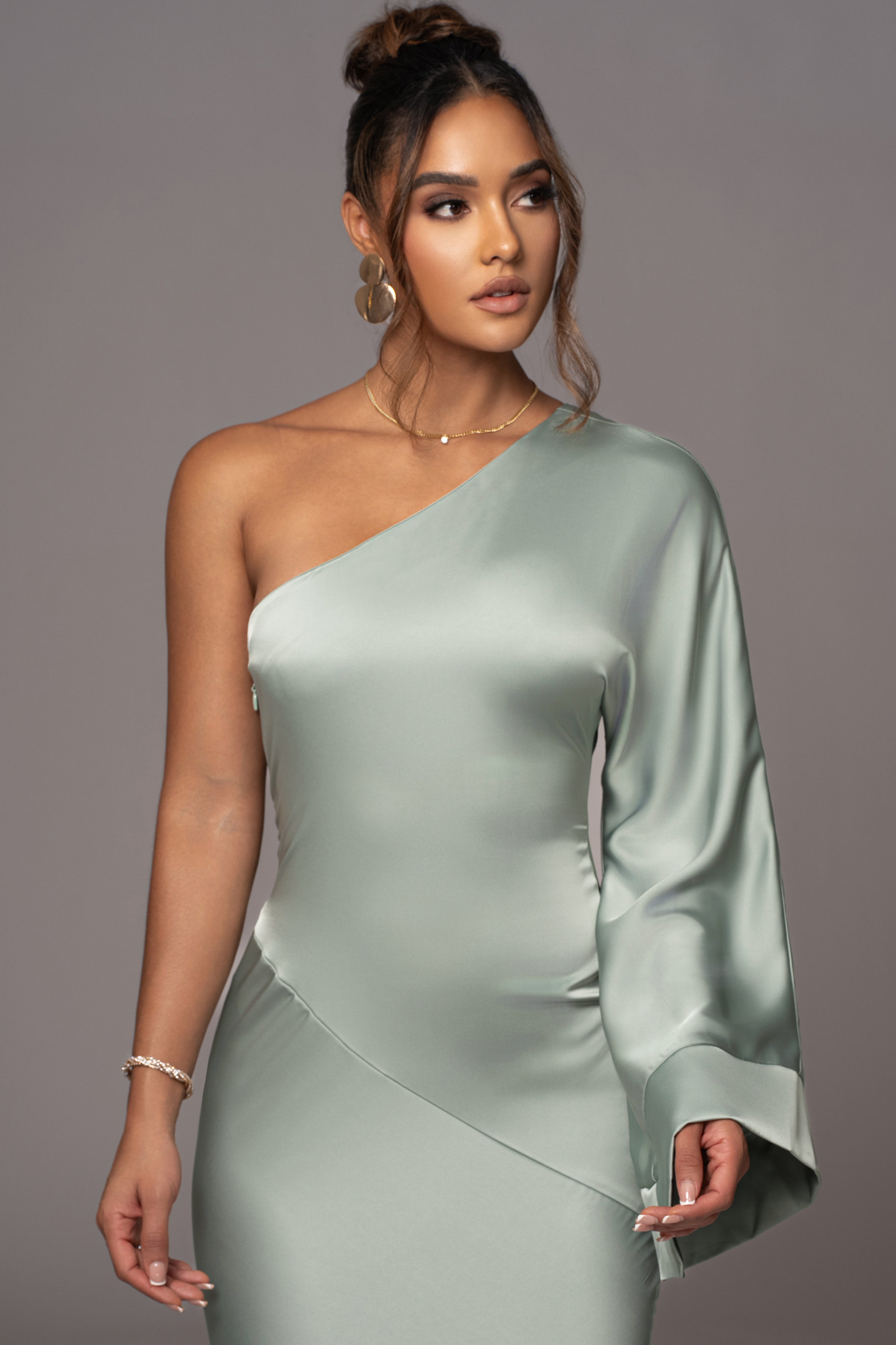 Sage Femme Drape Maxi Dress - JLUXLABEL