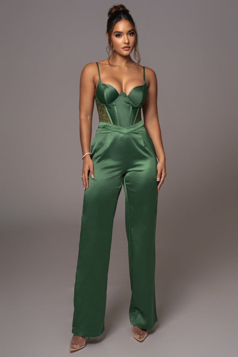 Next Level Sultry Emerald Green Sheer Lace Cutout Bodysuit