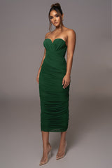 Green Arcadia Mesh Midi Dress - JLUXLABEL