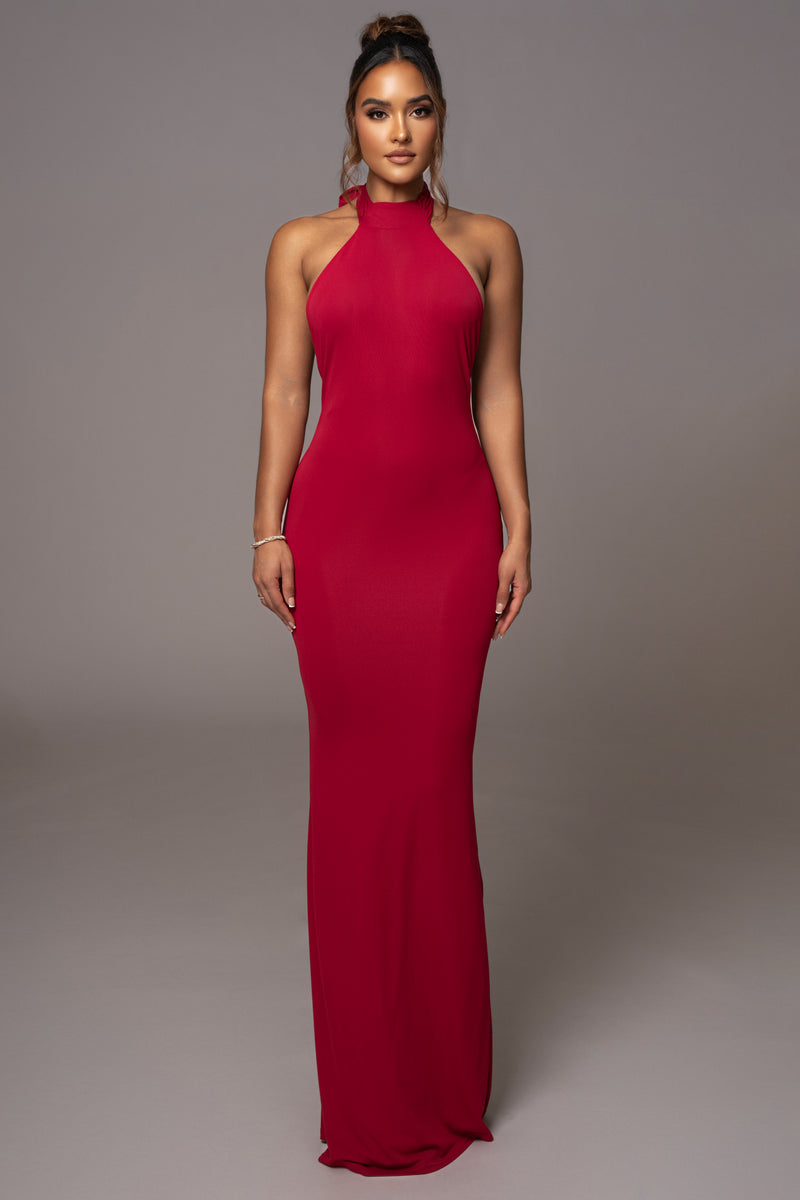 Red Golden Evening Maxi Gown - JLUXLABEL