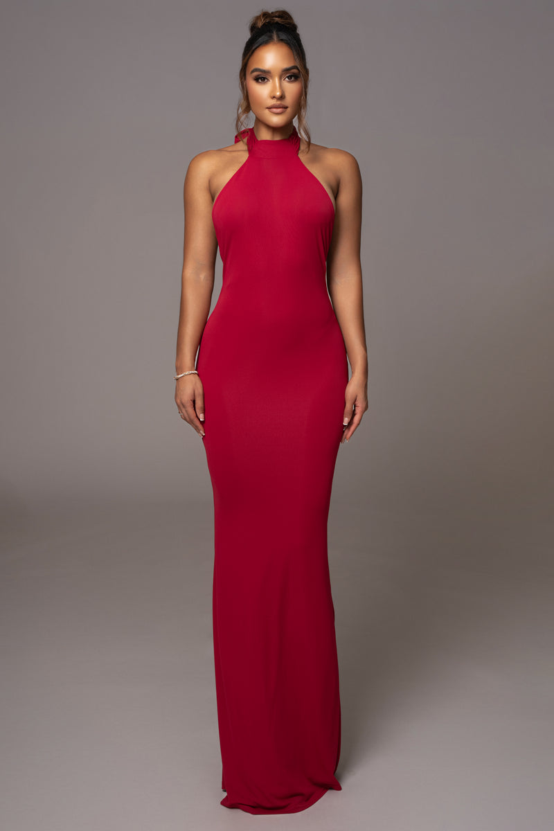 Red Golden Evening Maxi Gown JLUXLABEL