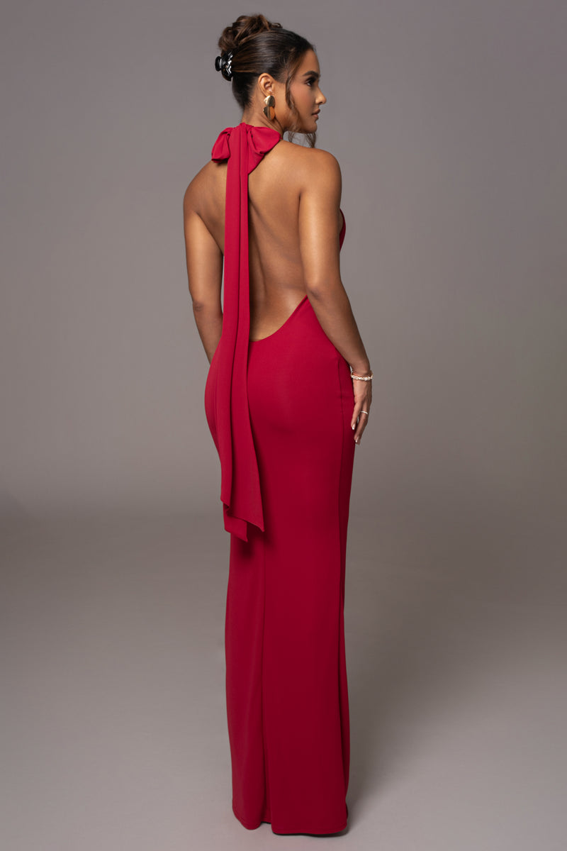 Red Golden Evening Maxi Gown JLUXLABEL