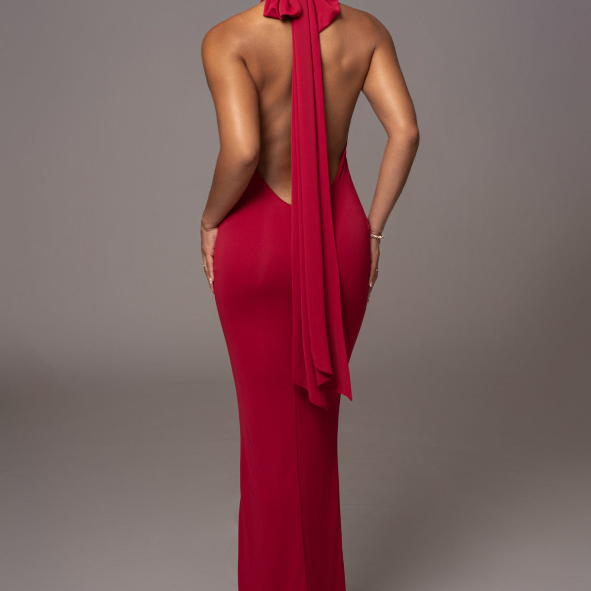 Red Golden Evening Maxi Gown