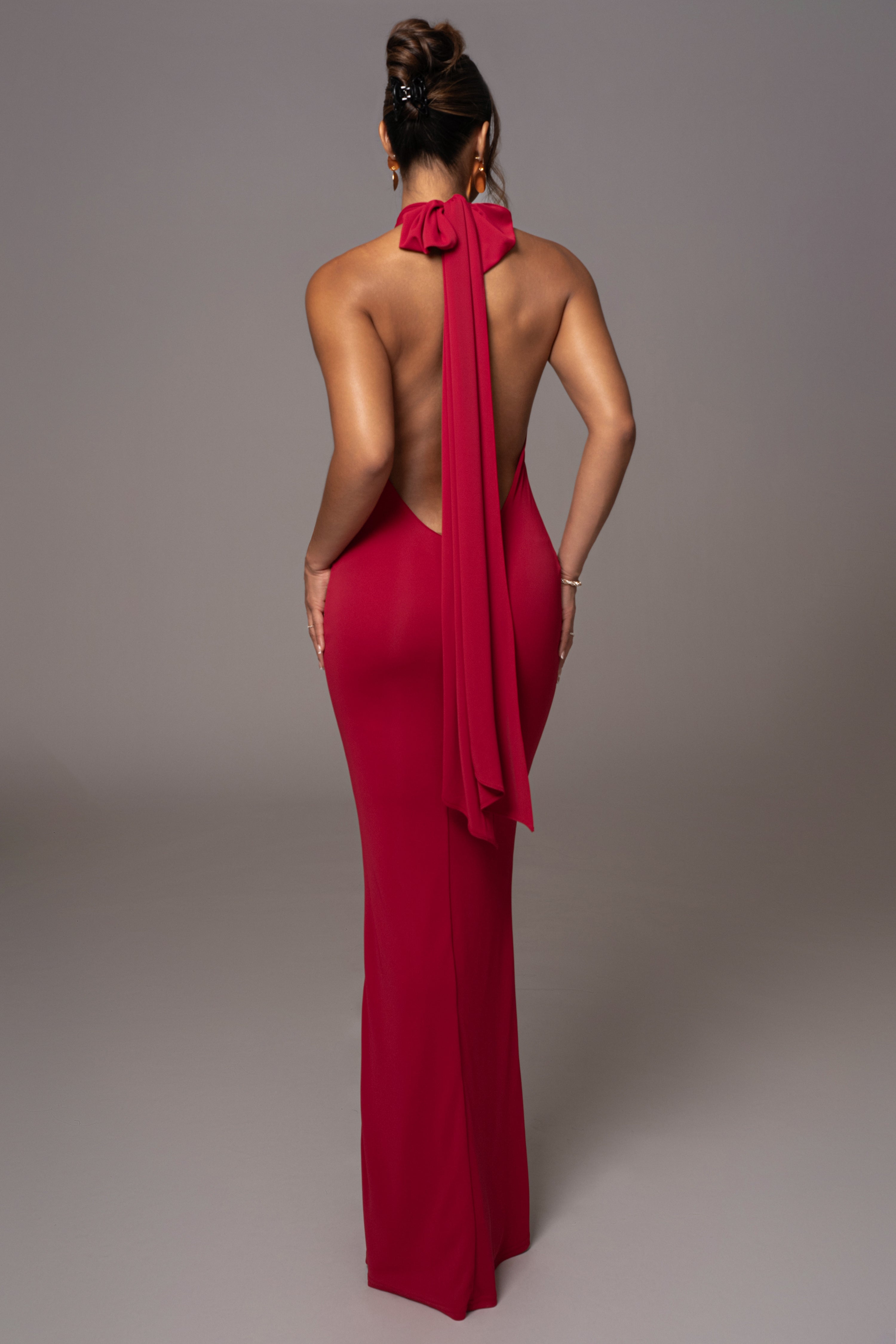 Red Golden Evening Maxi Gown Red Golden Evening Maxi Gown