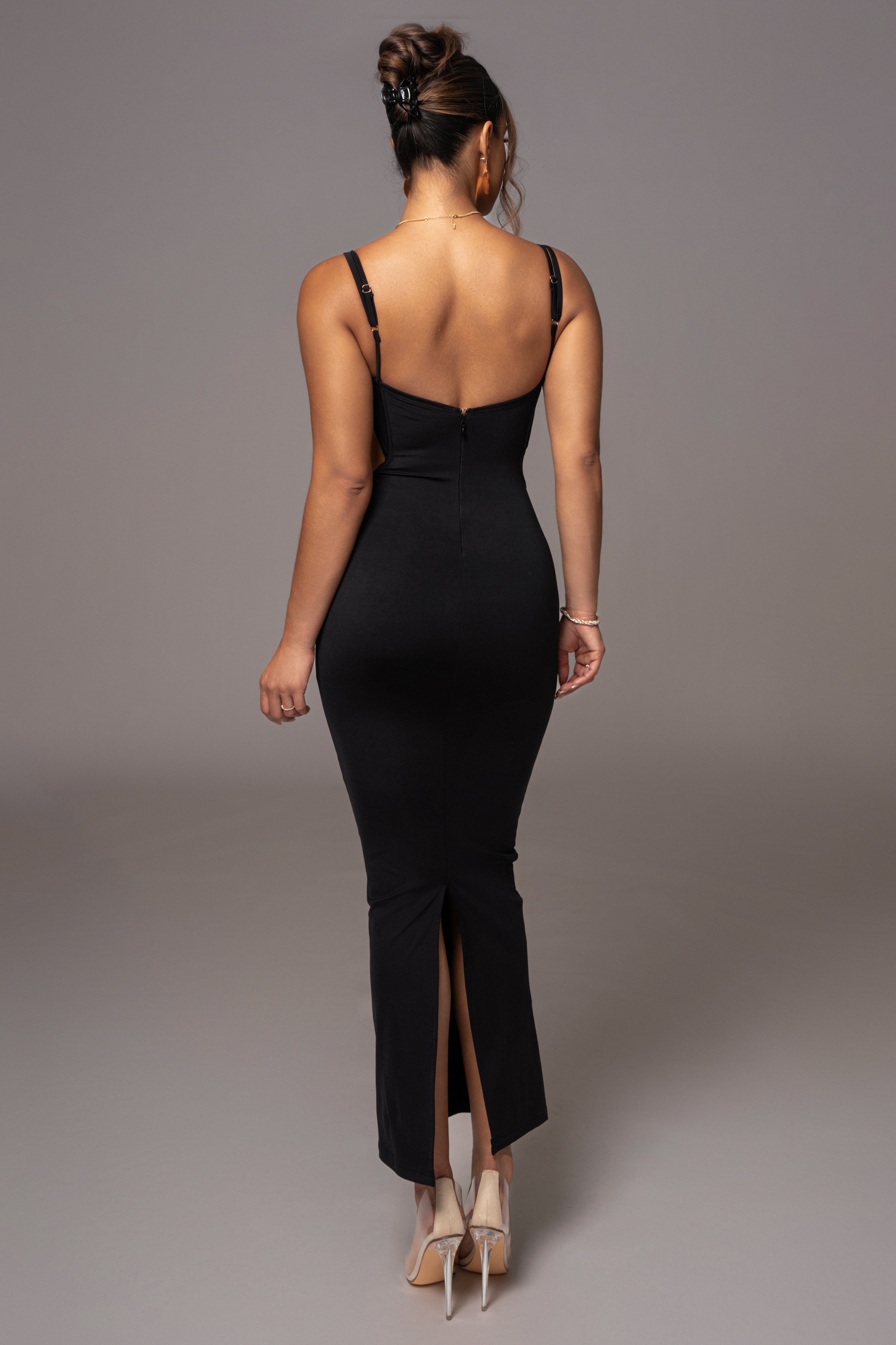 Black Enchantment Bustier Maxi Dress | JLUXLABEL