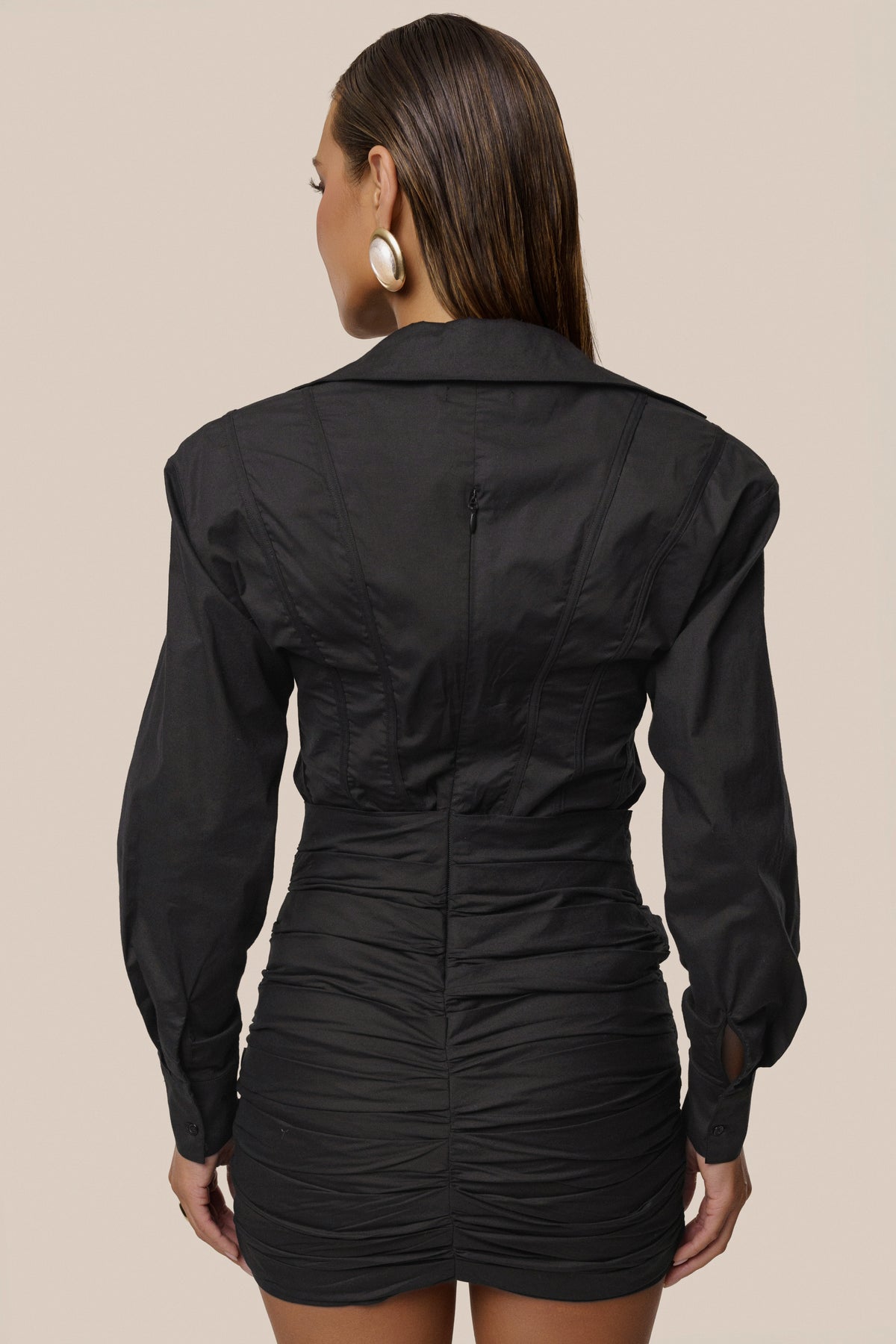 Black City Girl Shirt Dress
