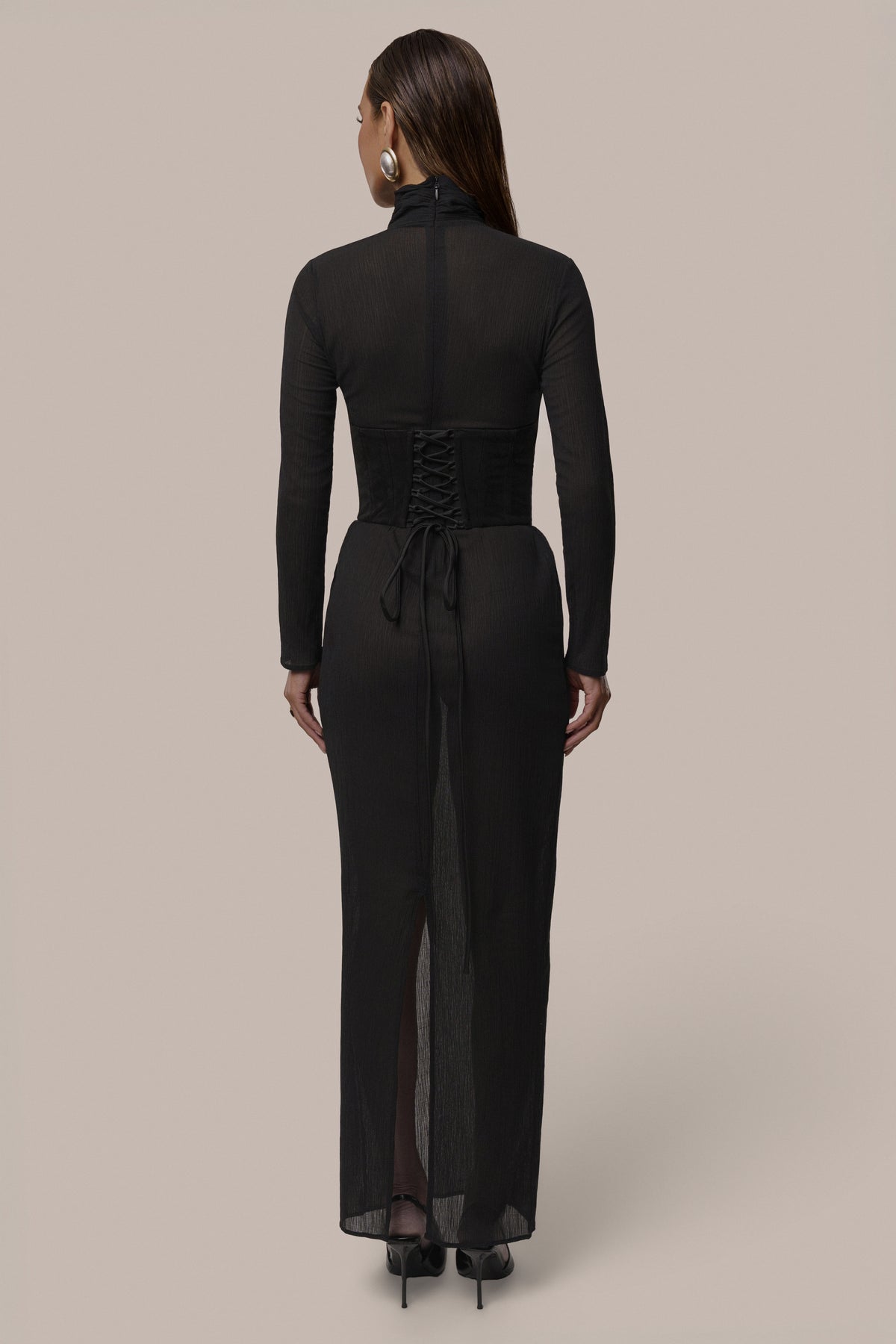 Black Hourglass Suede Maxi Dress