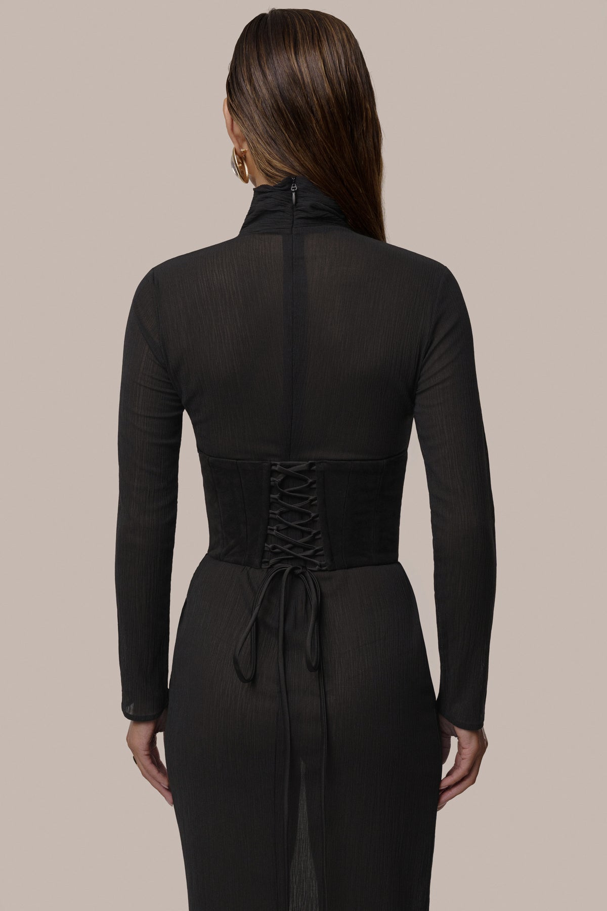Black Hourglass Suede Maxi Dress