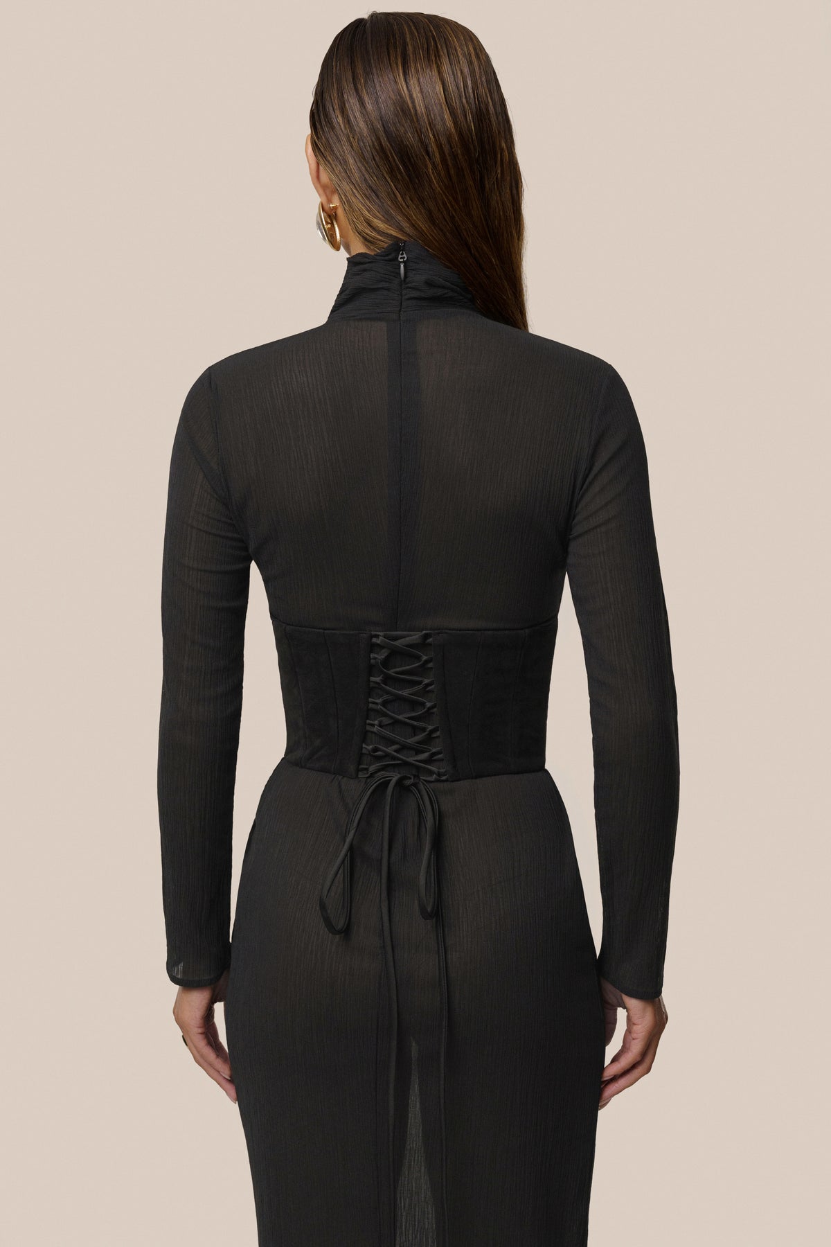 Black Hourglass Suede Maxi Dress - JLUXLABEL