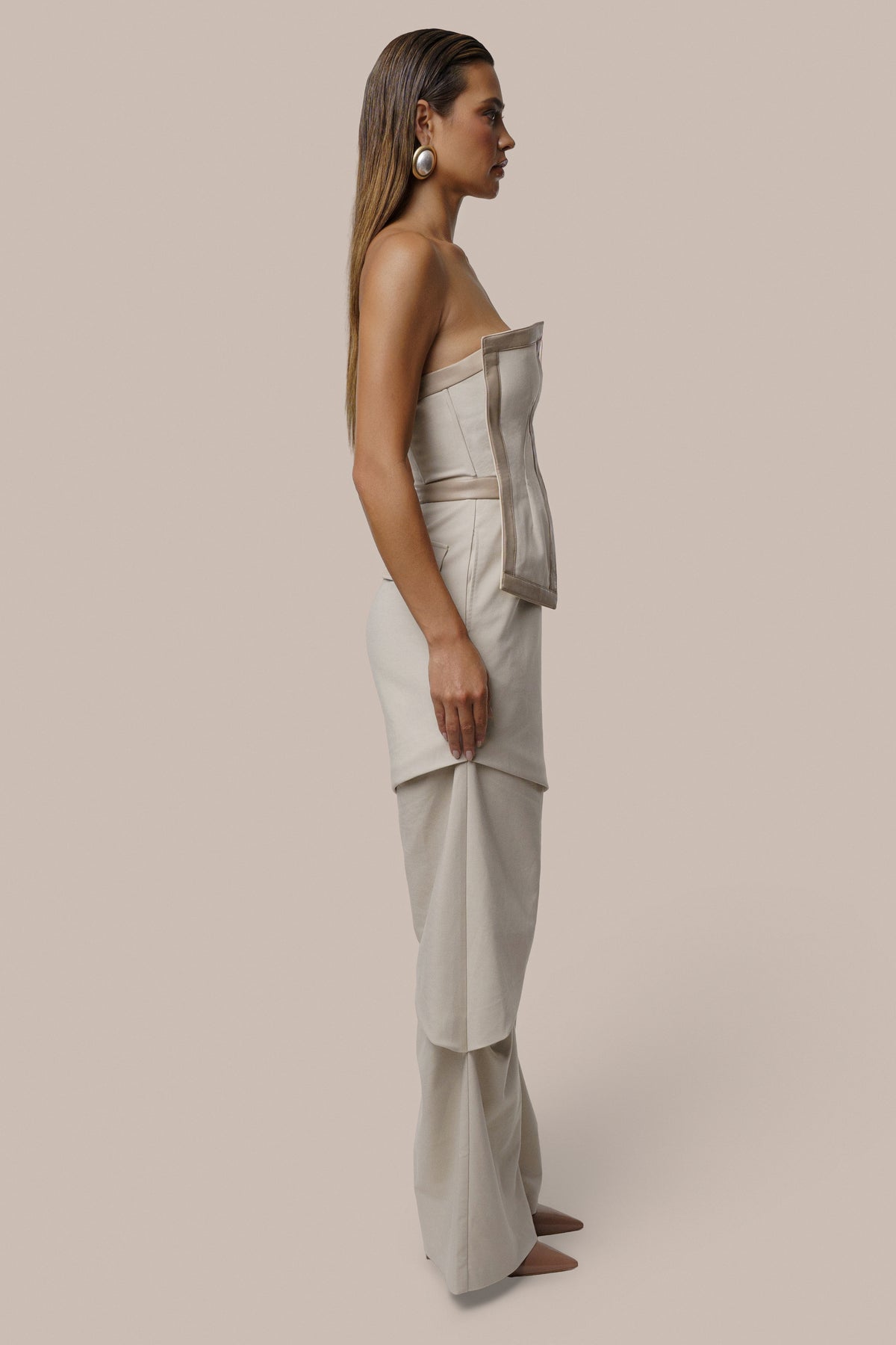 Sand The Blueprint Contrast Jumpsuit - JLUXLABEL