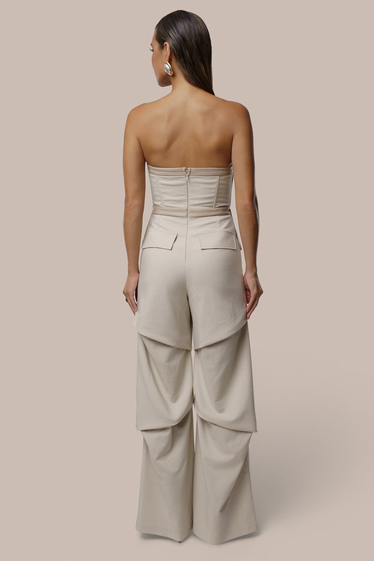 Sand The Blueprint Contrast Jumpsuit - JLUXLABEL