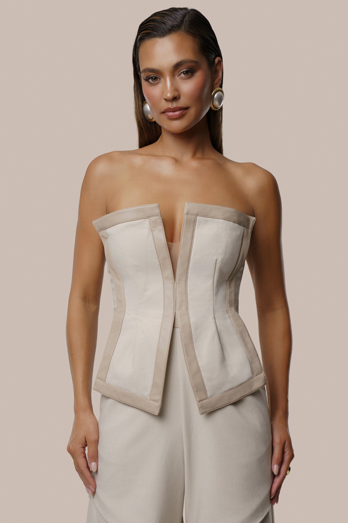 Sand The Blueprint Contrast Jumpsuit - JLUXLABEL