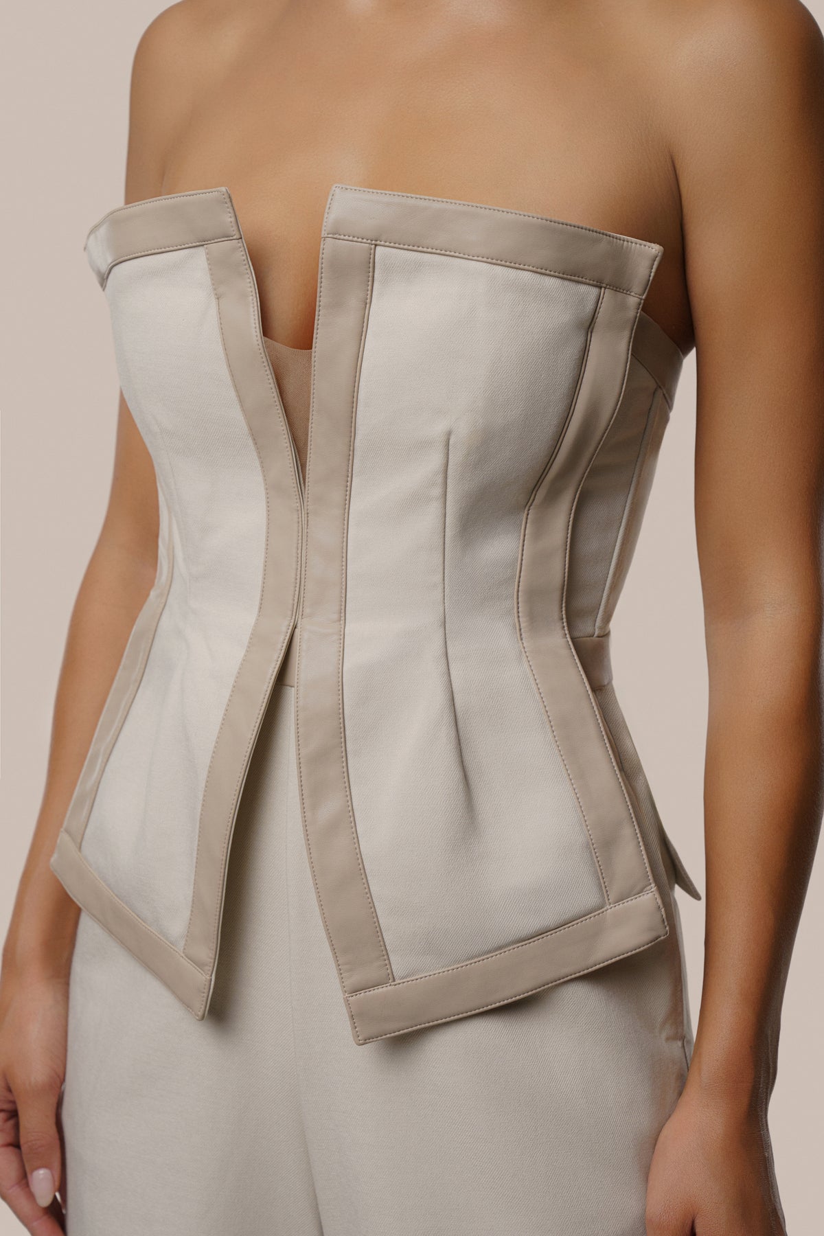 Sand The Blueprint Contrast Jumpsuit - JLUXLABEL