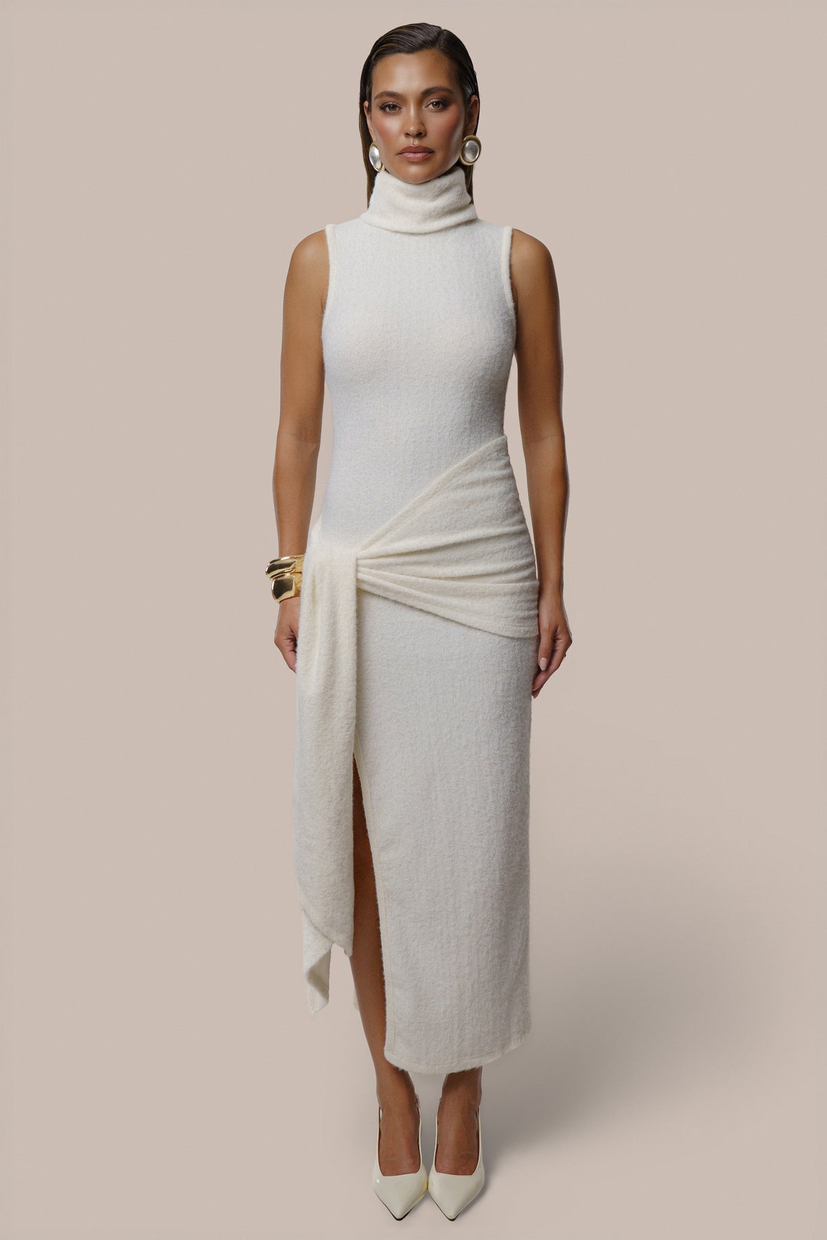 Ivory Vivienne Wrap Maxi Dress - JLUXLABEL