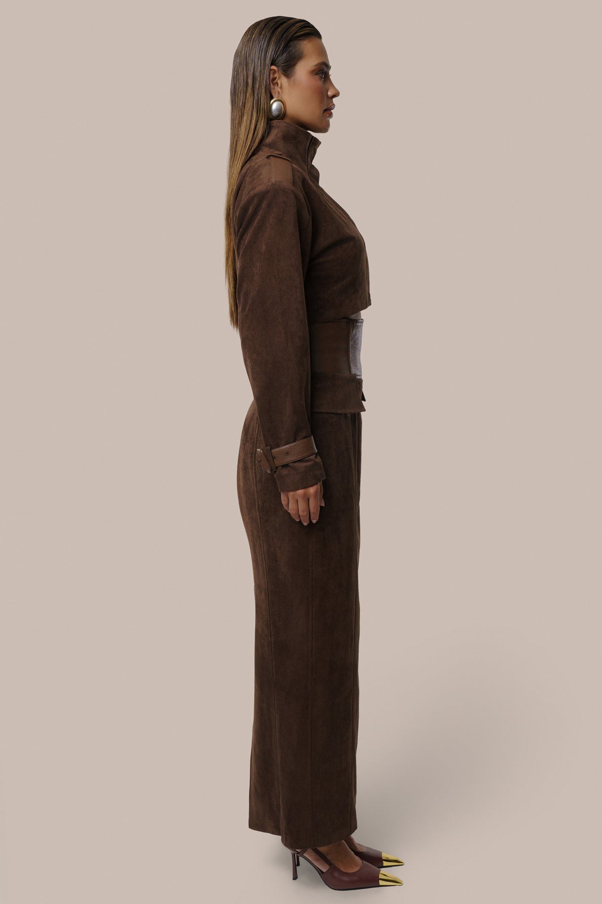 Chocolate Upper East Cropped Jacket - JLUXLABEL