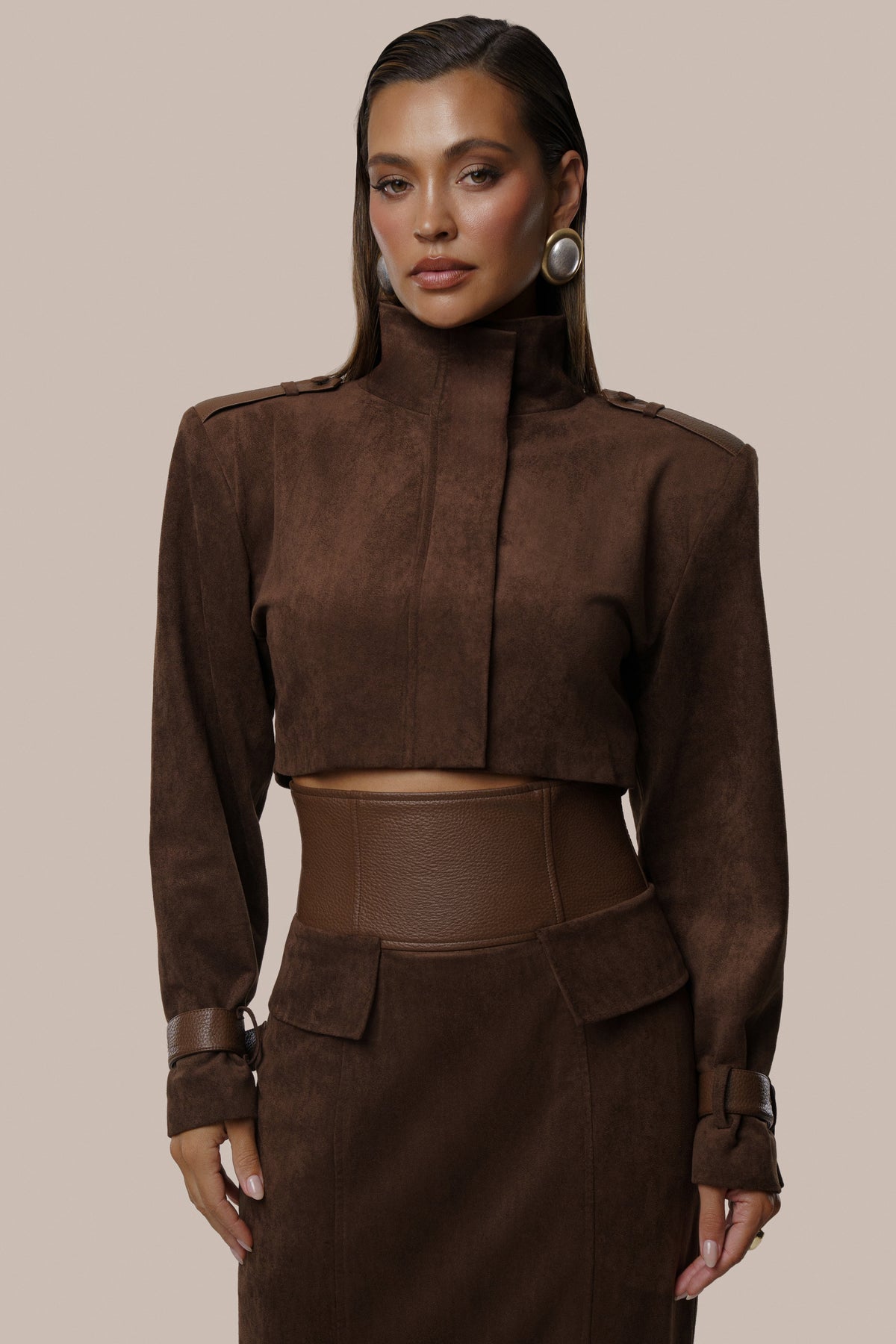 Chocolate Upper East Cropped Jacket - JLUXLABEL