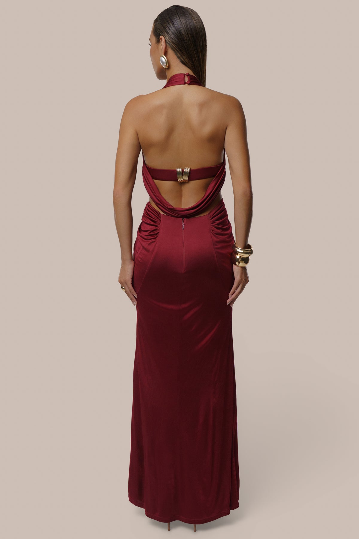 Burgundy Belinda Halter Maxi Dress