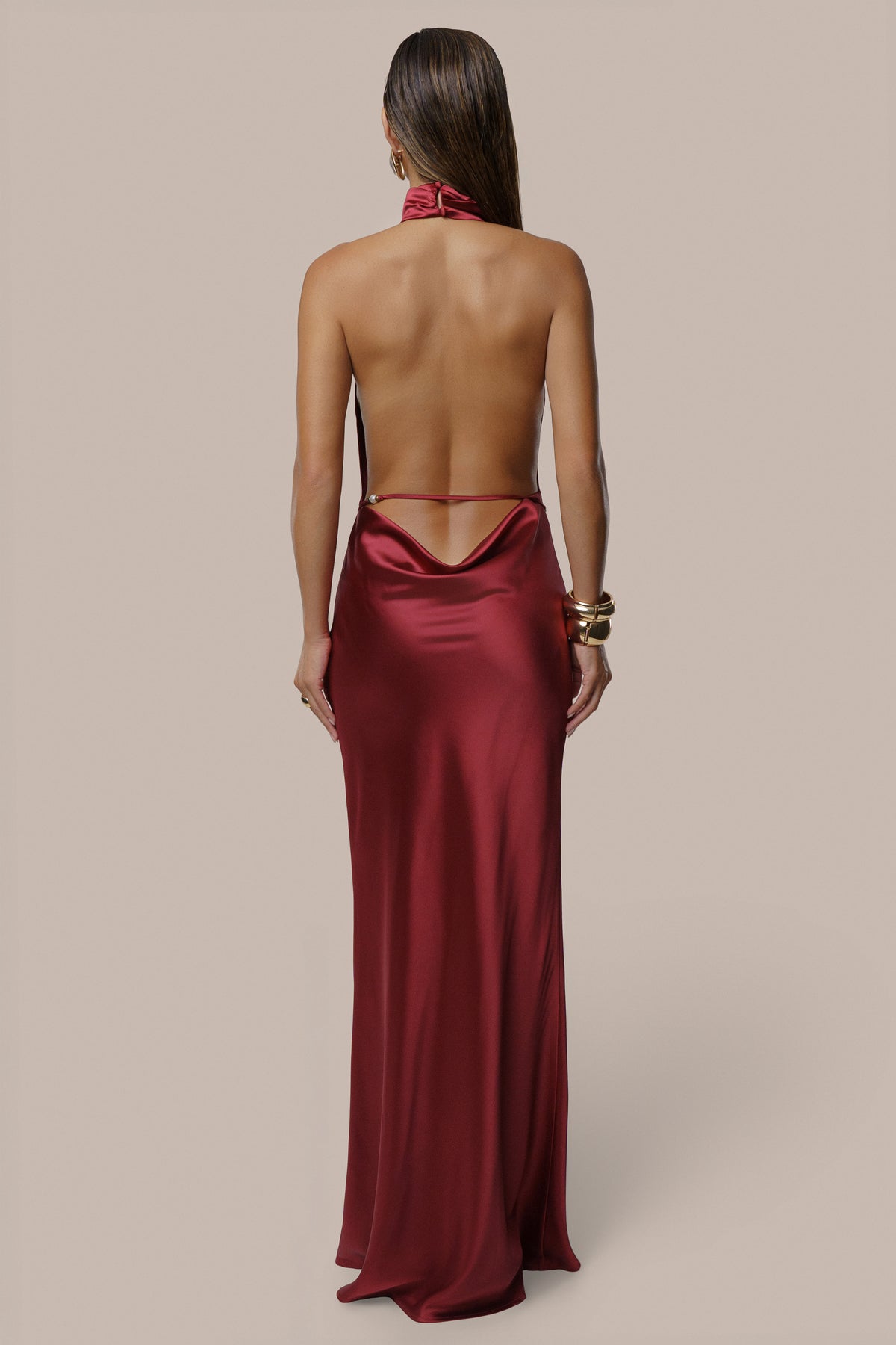 Burgundy Solstice Satin Maxi Dress