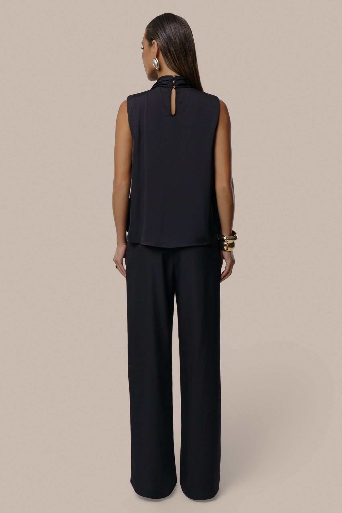 Black High Standards Drape Top - JLUXLABEL