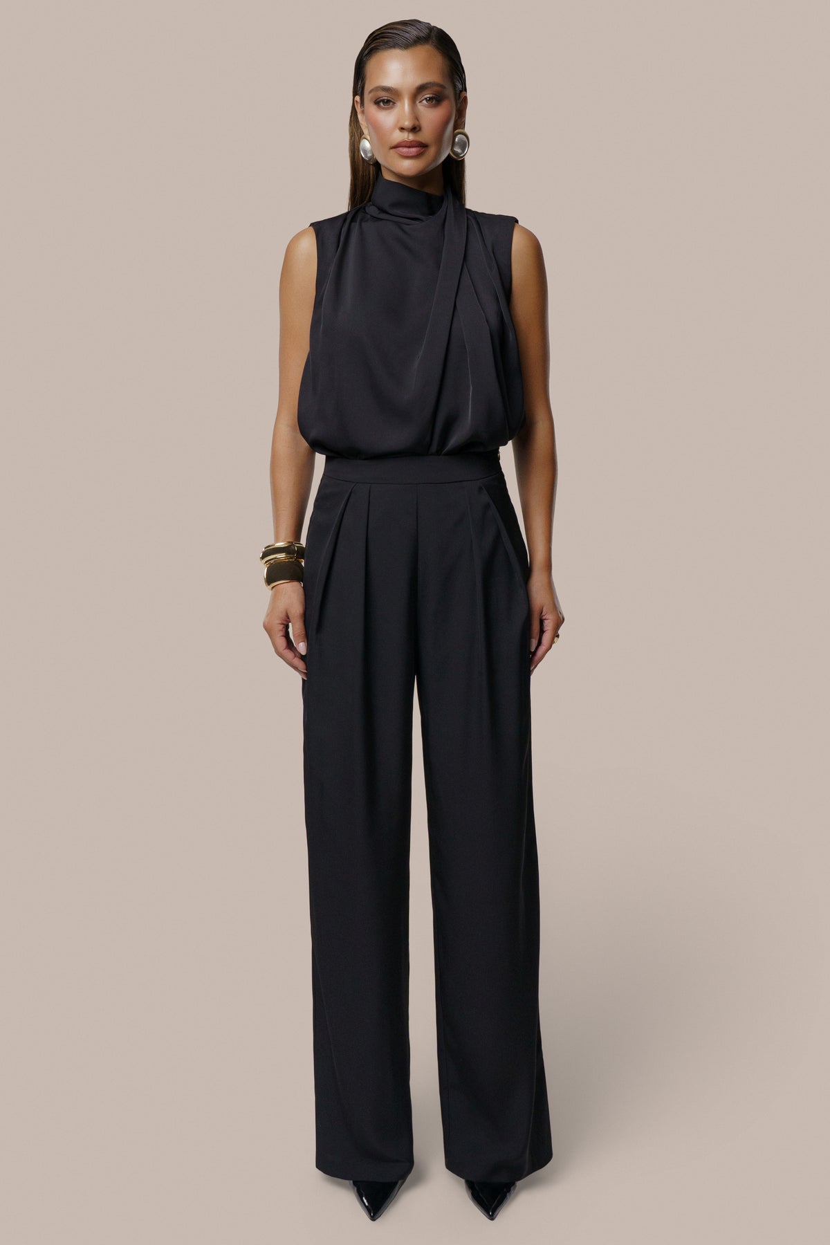 Black High Standards Drape Top - JLUXLABEL