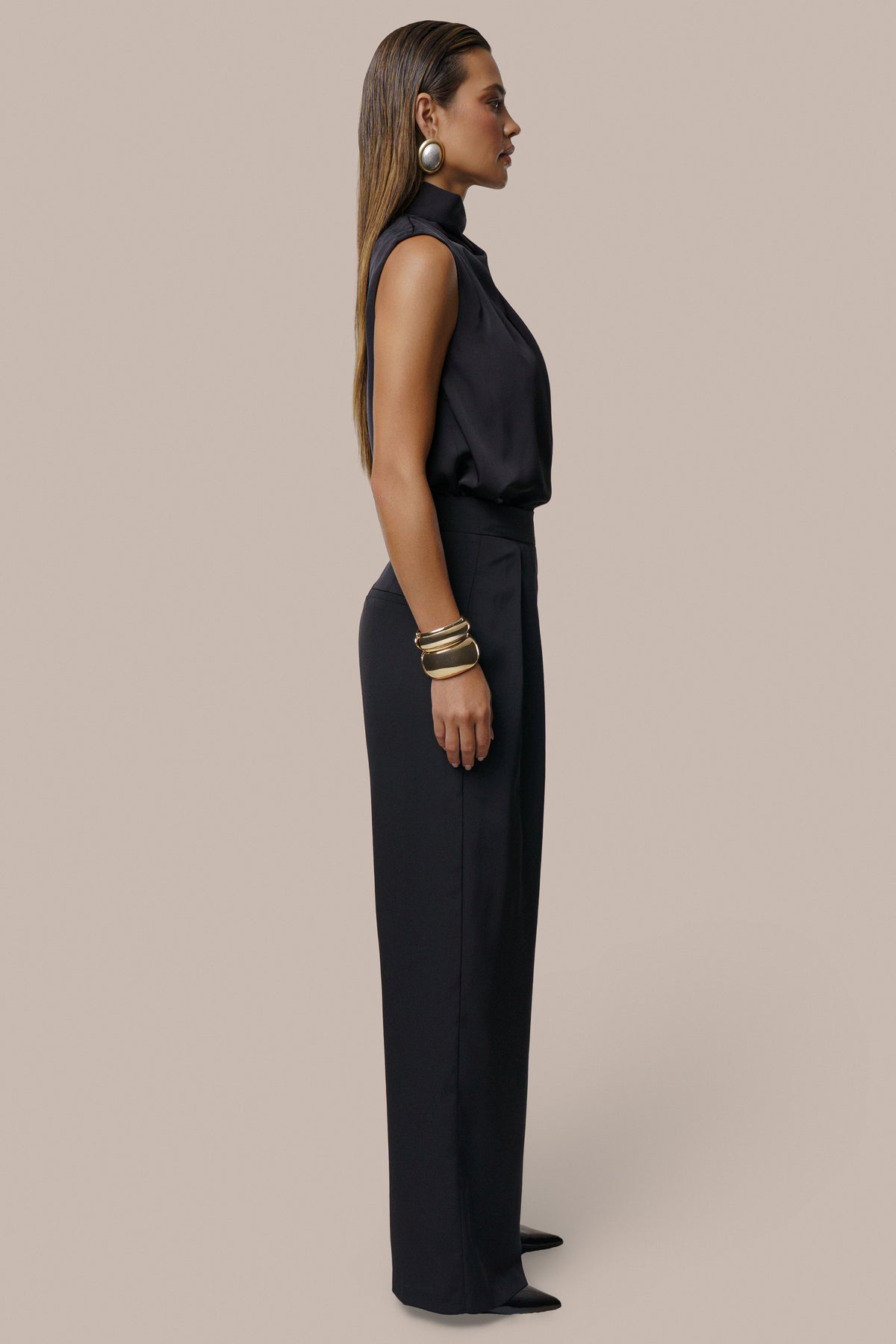 Black High Standards Drape Top - JLUXLABEL