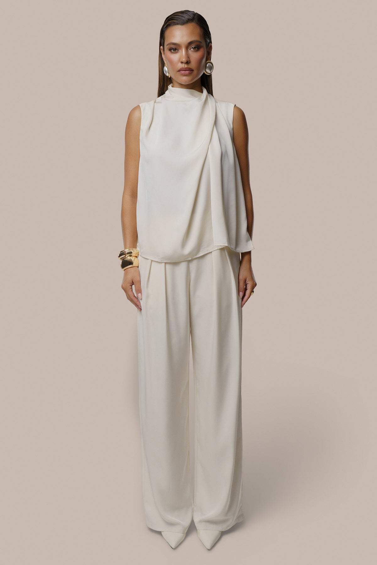 Ivory High Standards Drape Top - JLUXLABEL