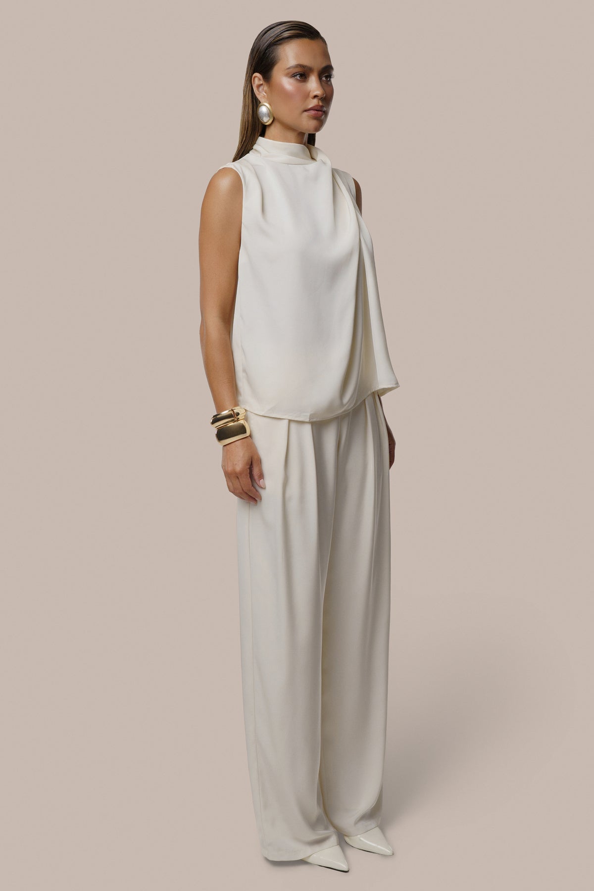 Ivory High Standards Drape Top - JLUXLABEL